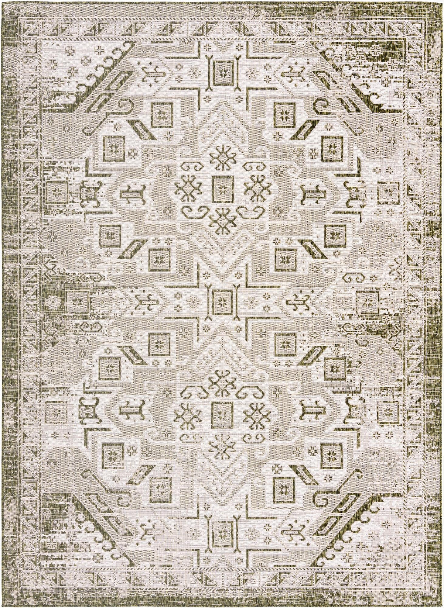 7' 10 x 11'  Washable Aztec Indoor / Outdoor Rug