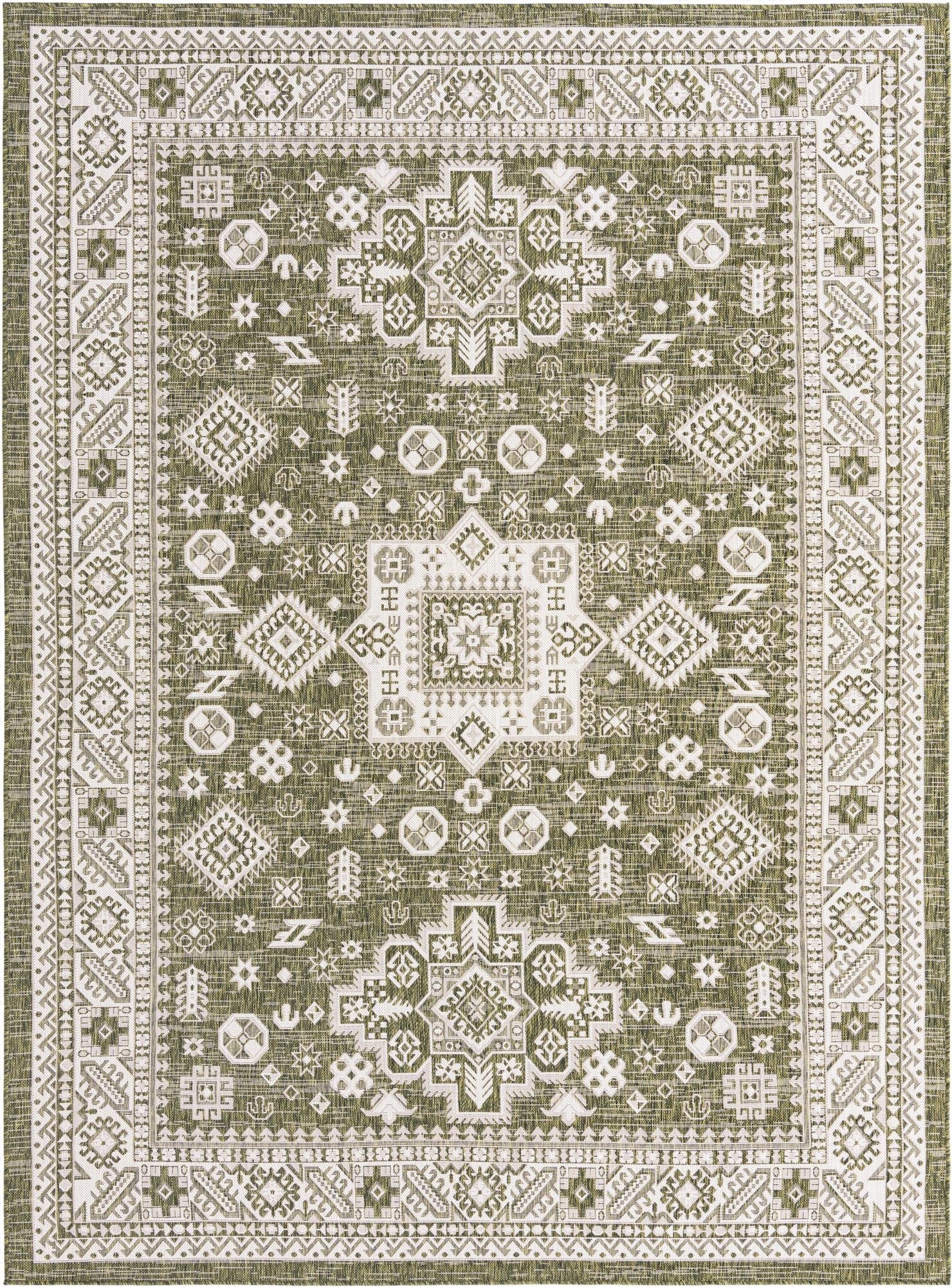  7' 10 x 11'  Washable Aztec Indoor / Outdoor Rug