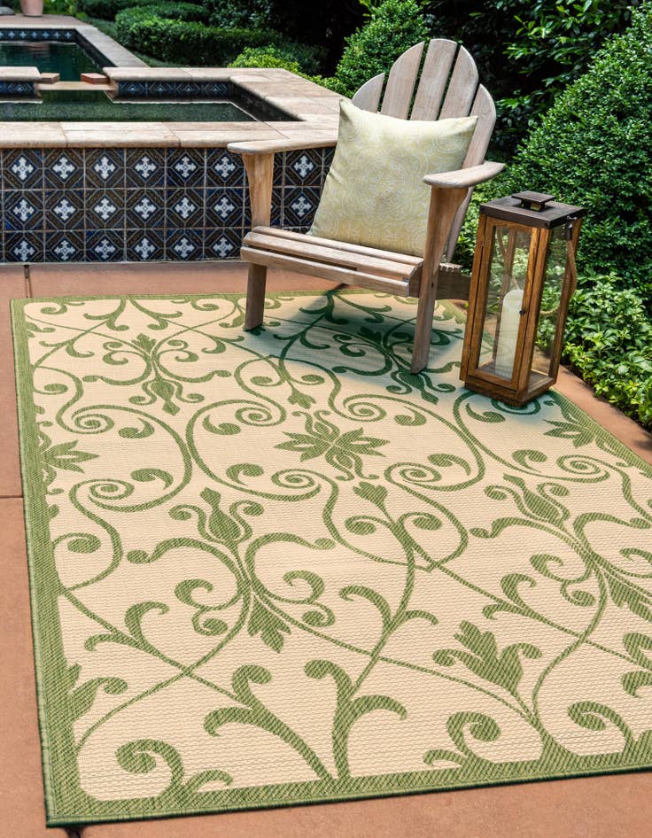 Detail image of  8' x 11' 4  Washable Botanical Indoor / Outdoor Rug