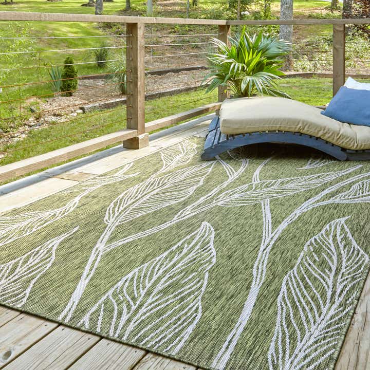 Green 10' x 13' Botanical Indoor / Outdoor Rug | Rugs.com