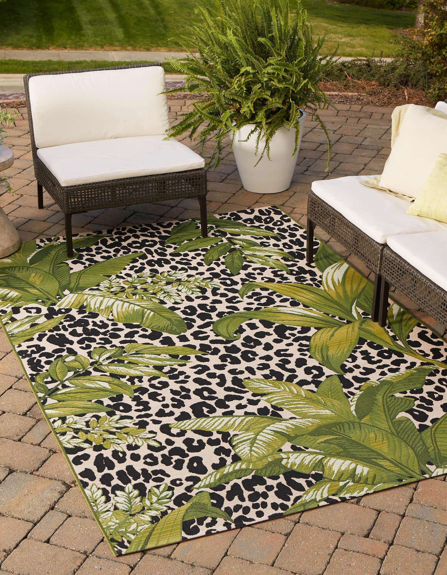 Green 10' x 14' 2 Botanical Indoor / Outdoor Rug | Rugs.com