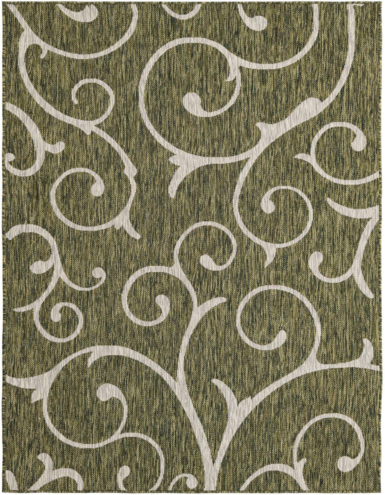 Primary image  Custom Green  Washable Botanical Indoor / Outdoor Rug