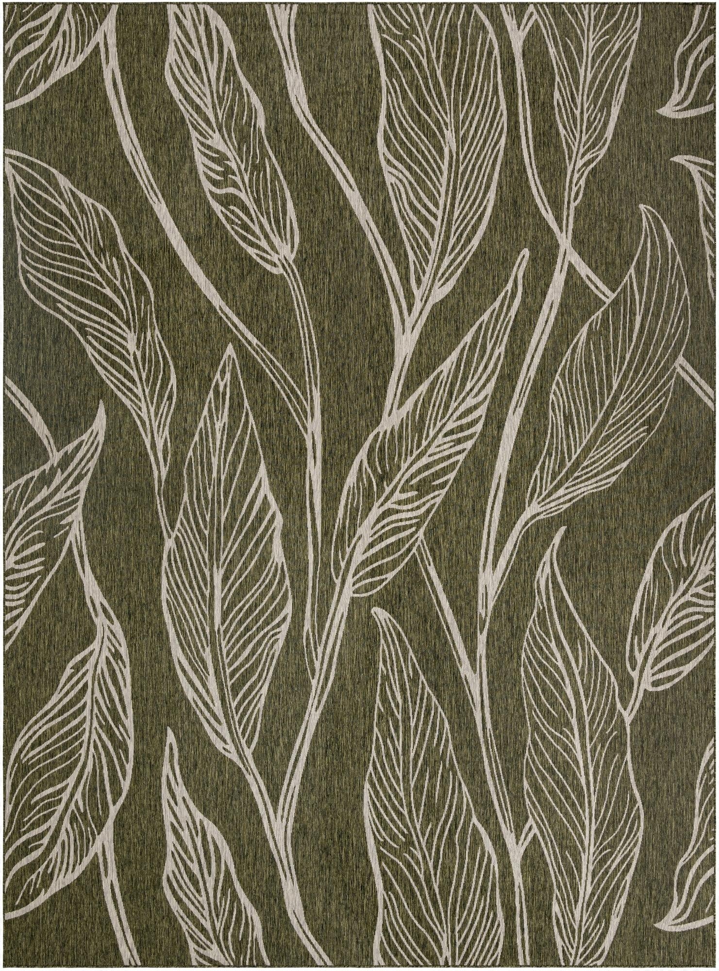  12' x 16' 1  Washable Botanical Indoor / Outdoor Rug