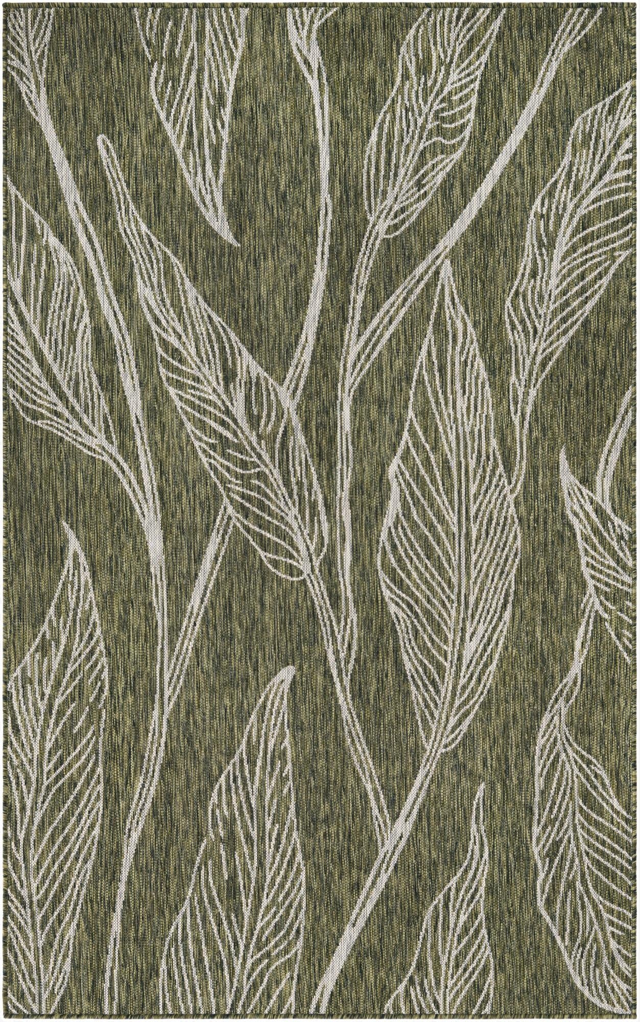  5' 3 x 8'  Washable Botanical Indoor / Outdoor Rug