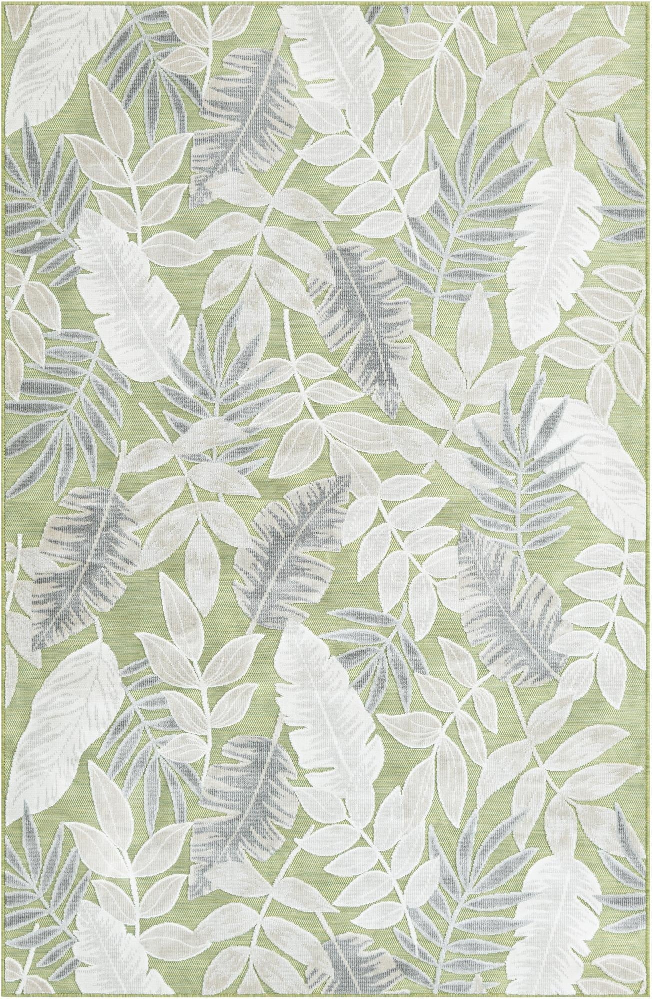  5' 2 x 8'  Washable Botanical Indoor / Outdoor Rug