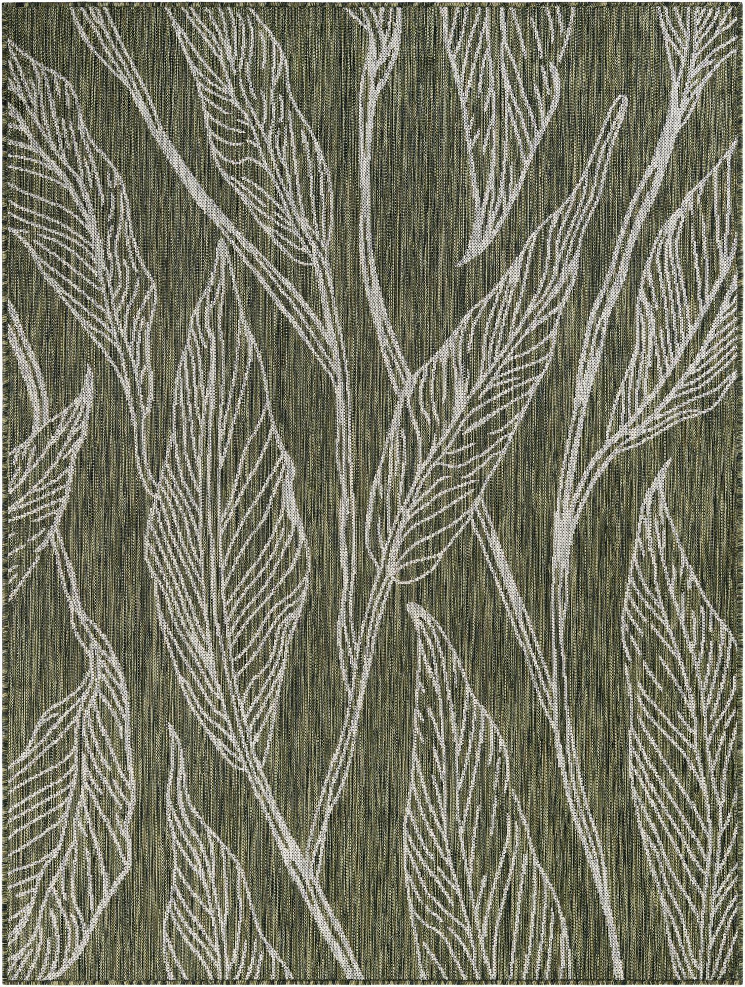  5' 3 x 7'  Washable Botanical Indoor / Outdoor Rug