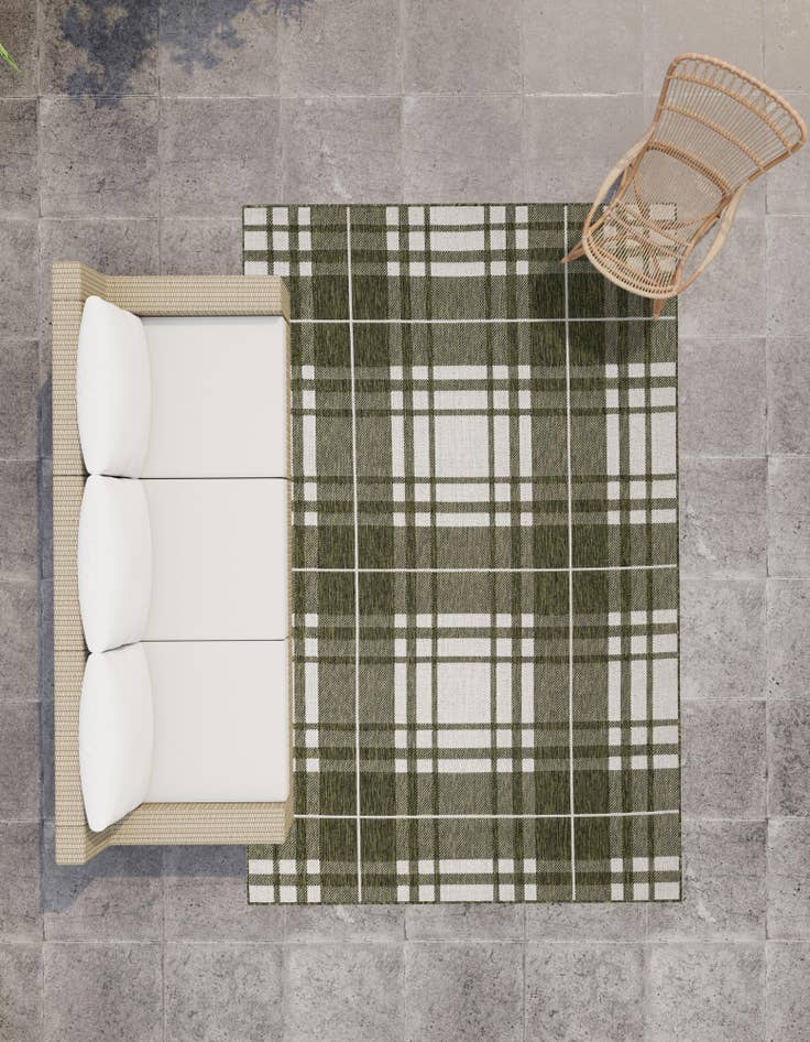 Detail image of  7' 10 x 10'  Washable Checkered Indoor / Outdoor Rug