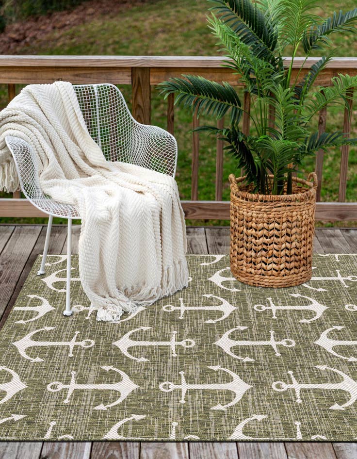 Detail image of  7' 10 x 11'  Washable Coastal Indoor / Outdoor Rug