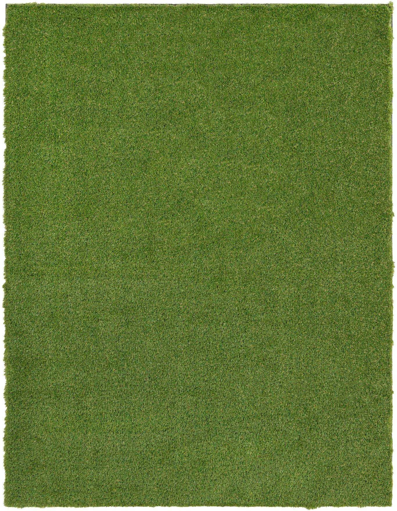 A 6x9 rectangular green artificial grass rug with a textured pile, suitable for indoor or outdoor use.