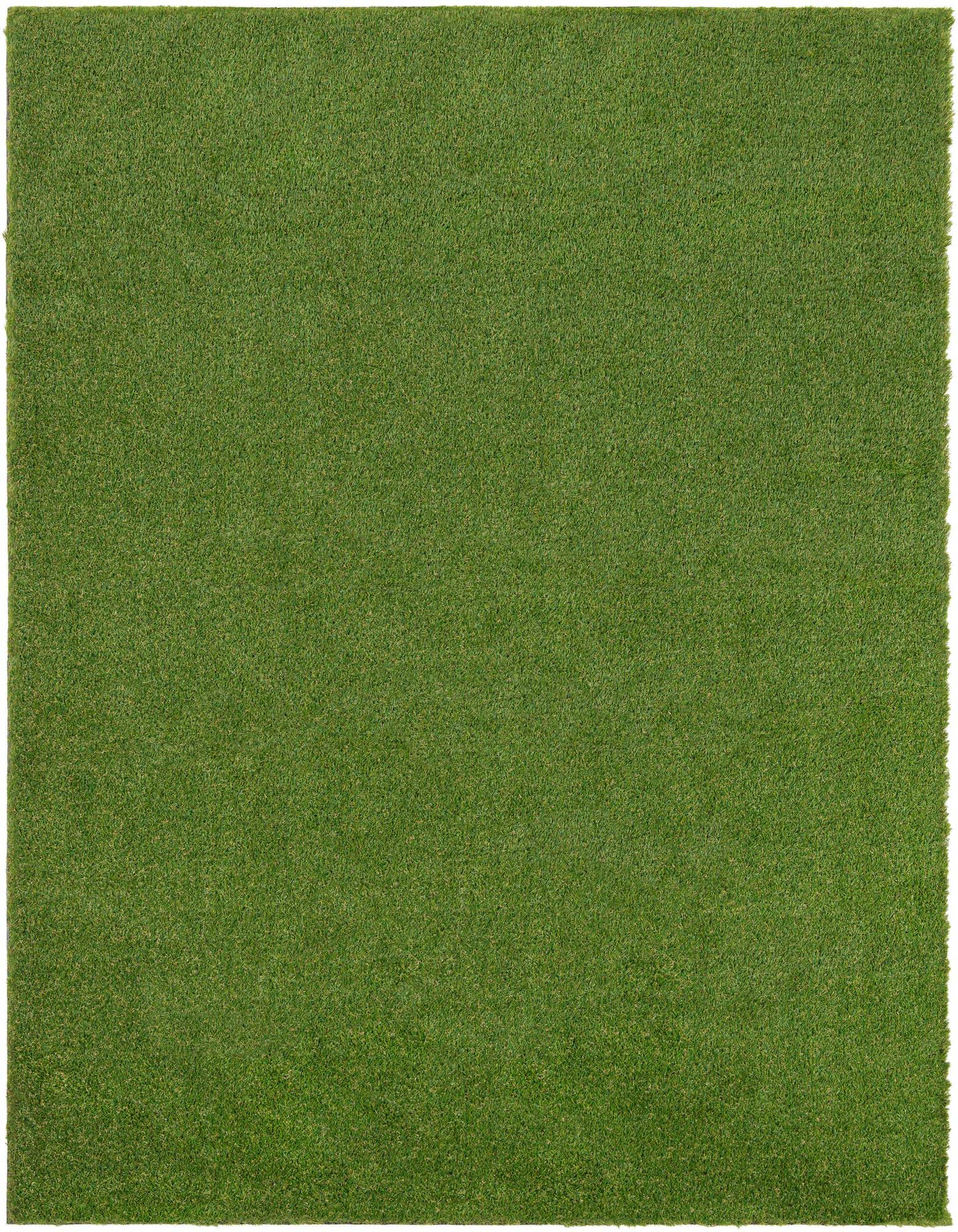 A rectangular 8x10 green artificial grass rug with a textured pile, suitable for indoor or outdoor use.
