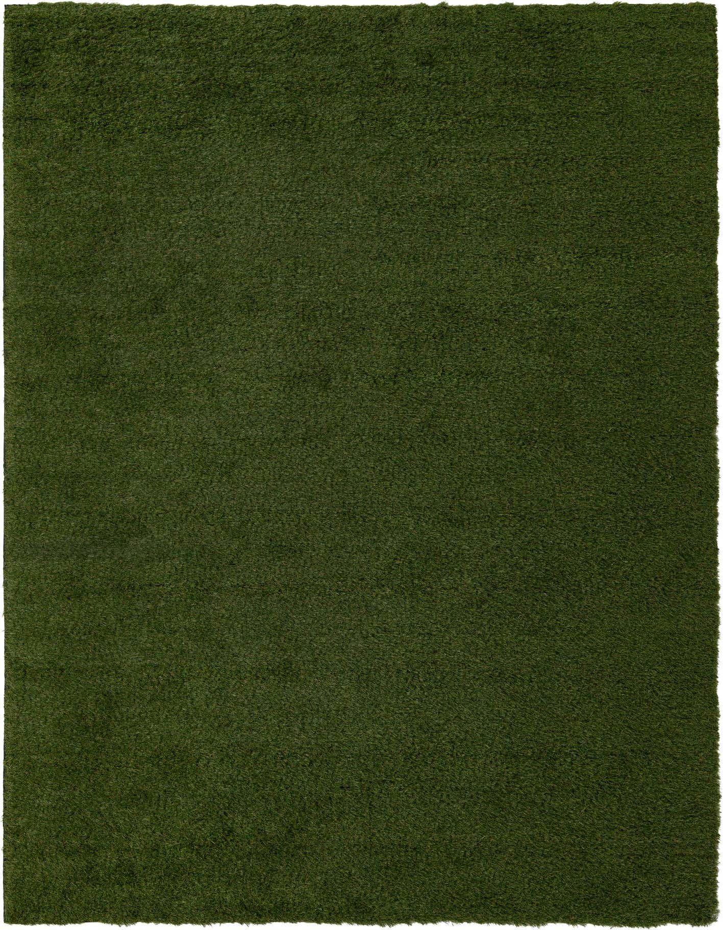 A rectangular 7x10 green shag rug with a medium pile, suitable for indoor or outdoor use.