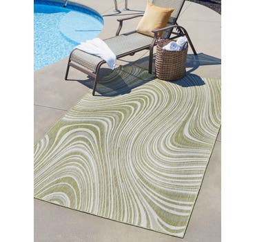 Green 7' x 10' Modern Indoor / Outdoor Rug | Rugs.com