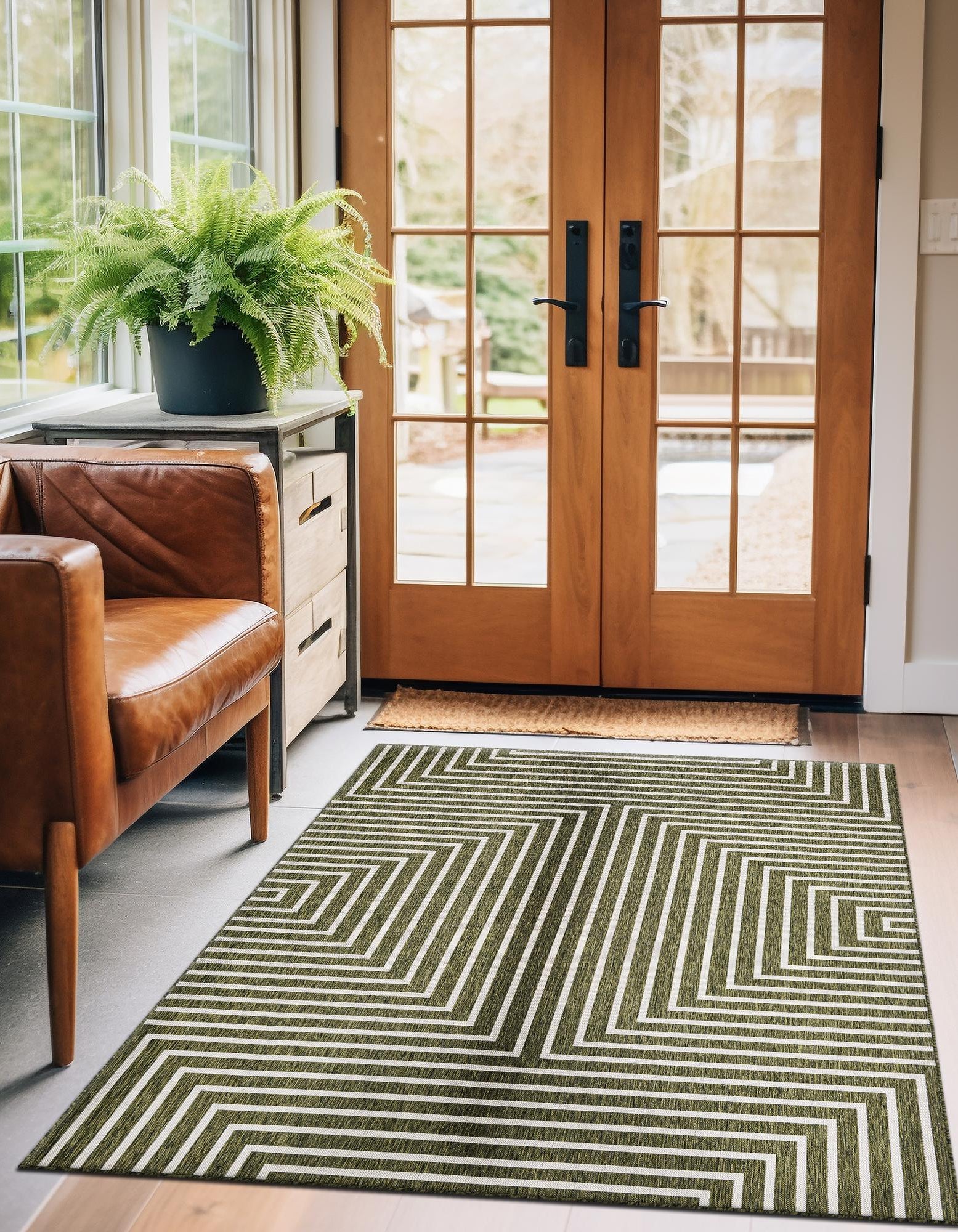 Green 4' x 6' Modern Indoor / Outdoor Rug | Rugs.com