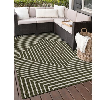 Green 5' x 7' Modern Indoor / Outdoor Rug | Rugs.com