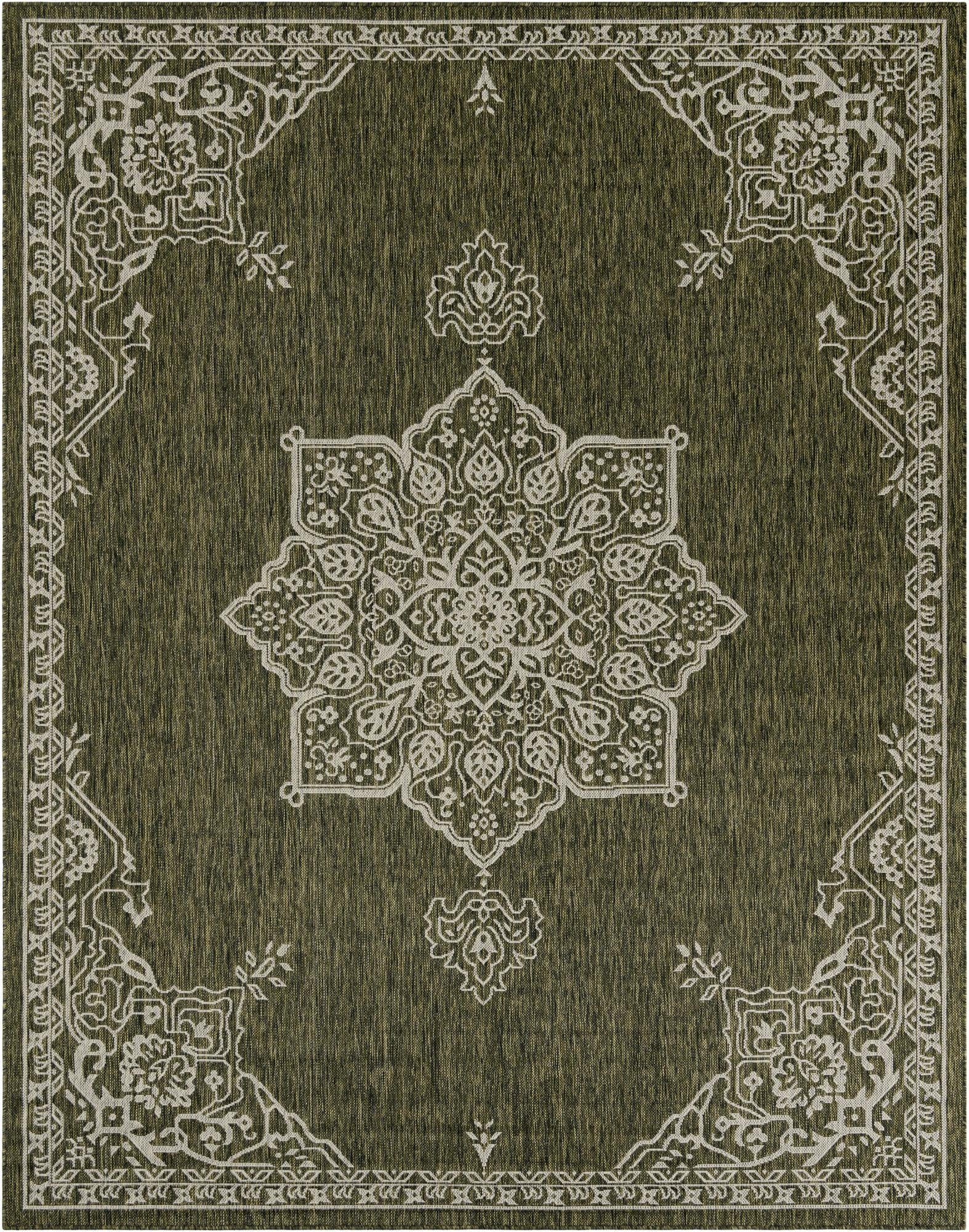  7' 10 x 10'  Washable Traditional Indoor / Outdoor Rug