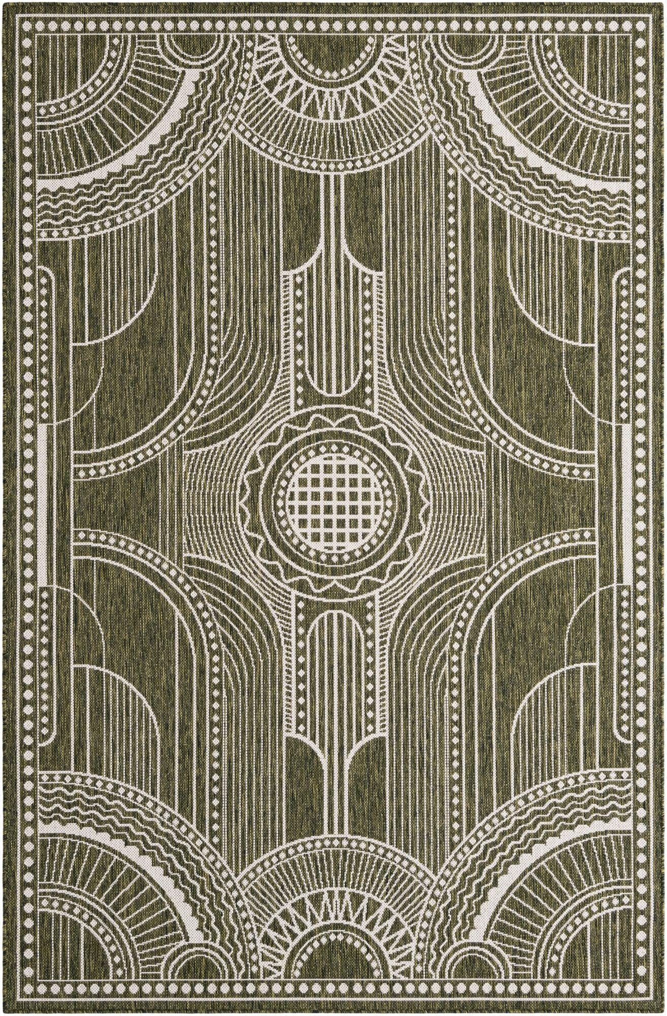  5' 3 x 8'  Washable Traditional Indoor / Outdoor Rug