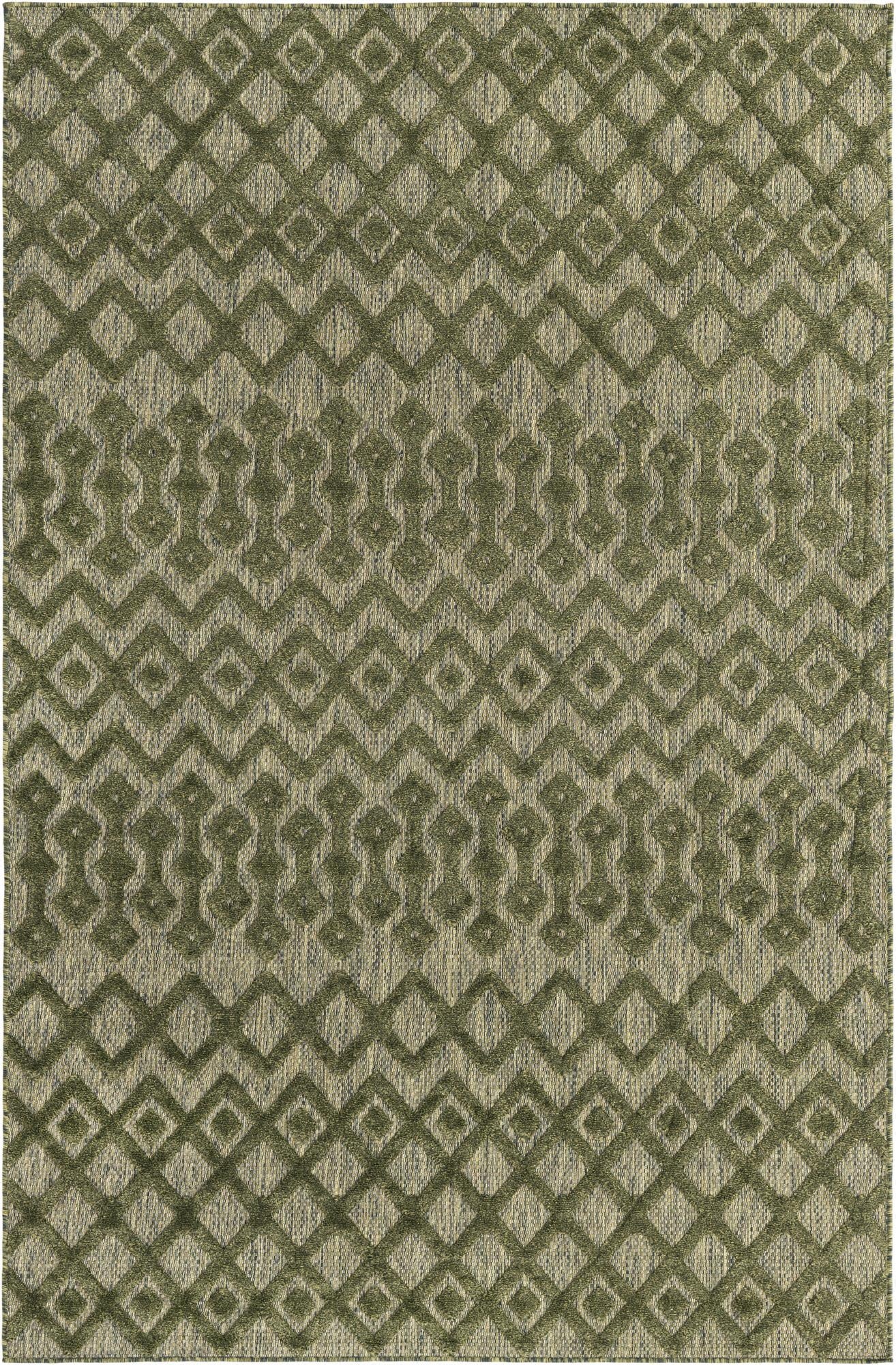  6' x 9'  Washable Trellis Textured Indoor / Outdoor Rug
