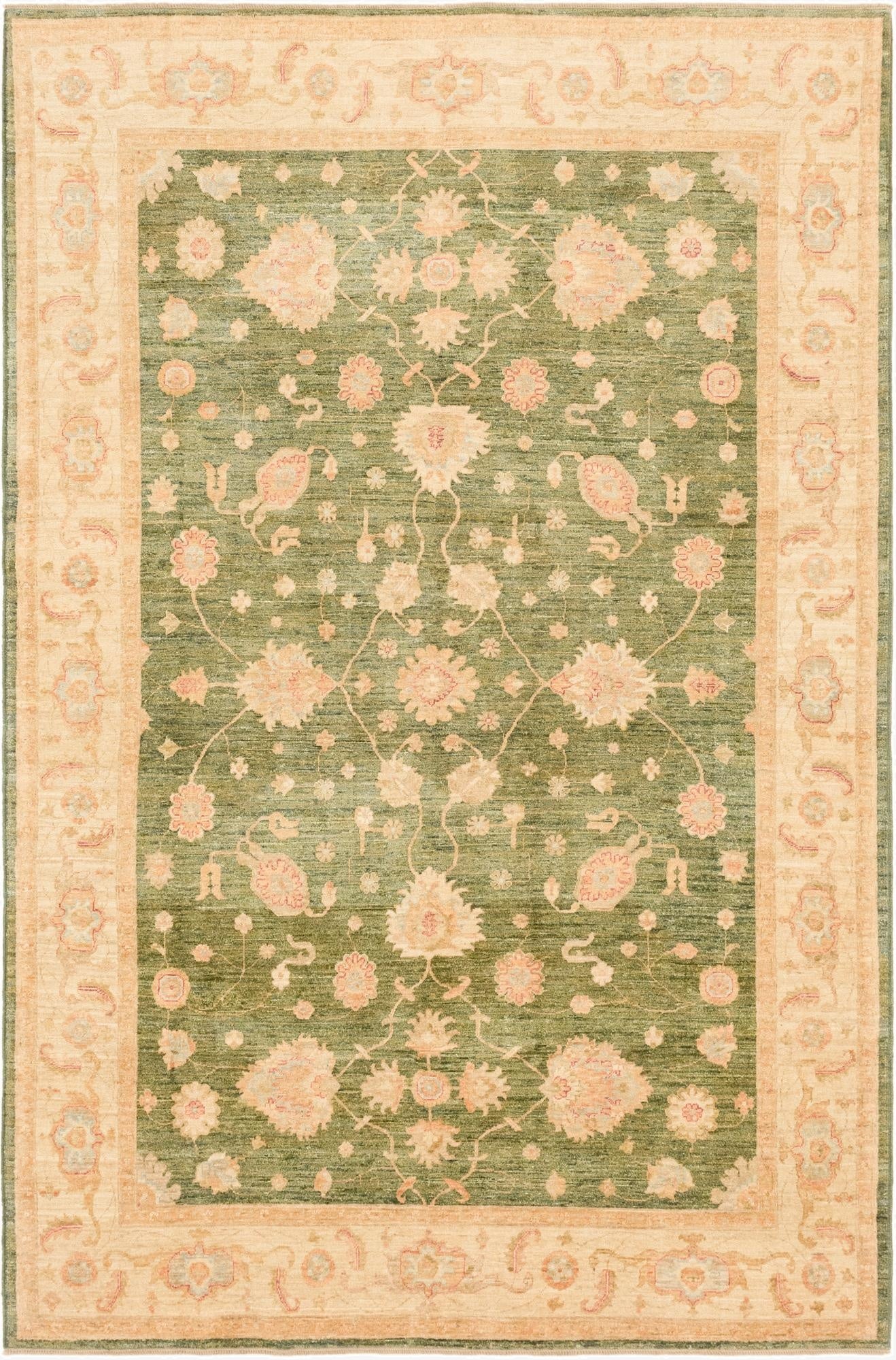  6' 9 x 10' 2  Hand Knotted Peshawar Ziegler Rug