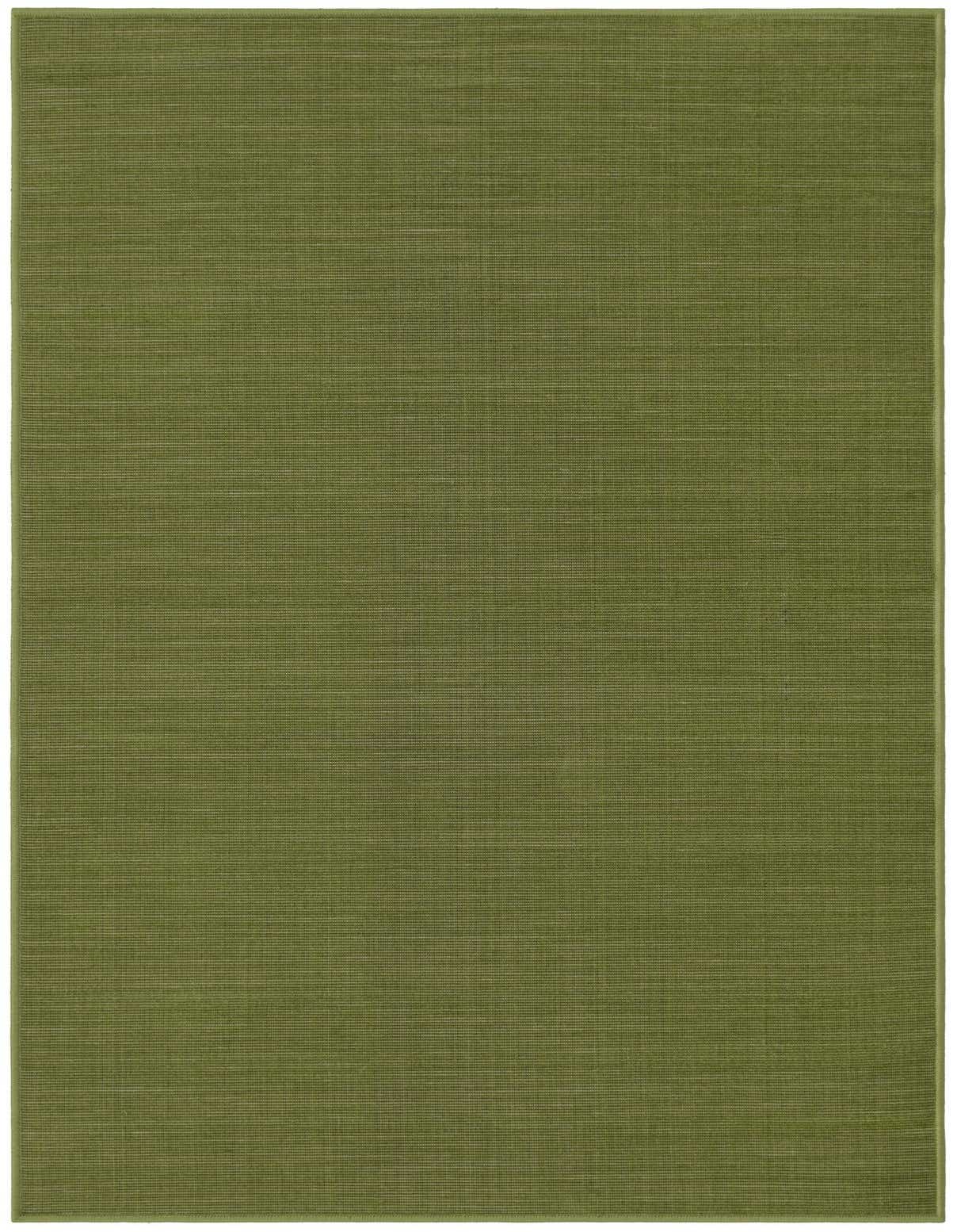 A 3x5 rectangular green flatweave polypropylene rug with a subtle textured pattern, suitable for an entryway or patio.