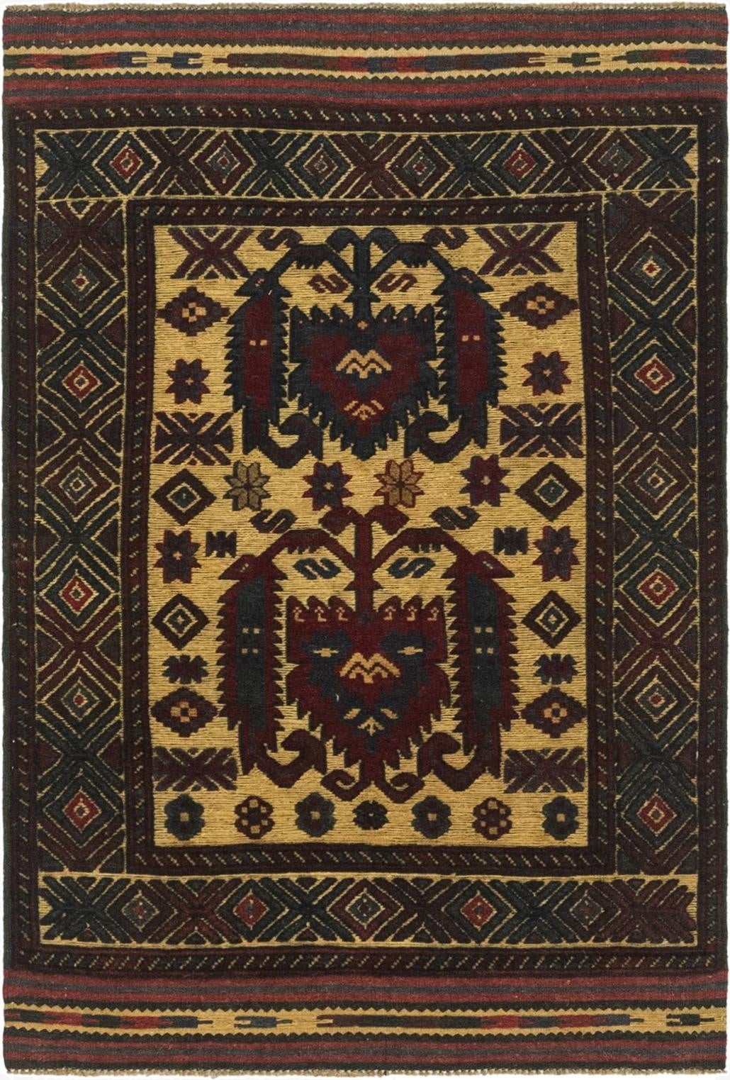  2' 10 x 4' 5  Hand Knotted Sumak Wool Rug