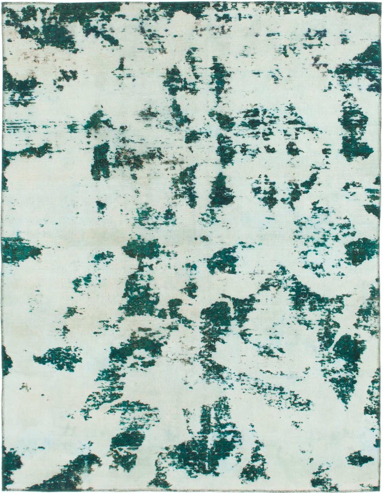 A 6x9 rectangular Ultra Vintage rug featuring an abstract distressed pattern in shades of green on a light background, ideal for a living room.