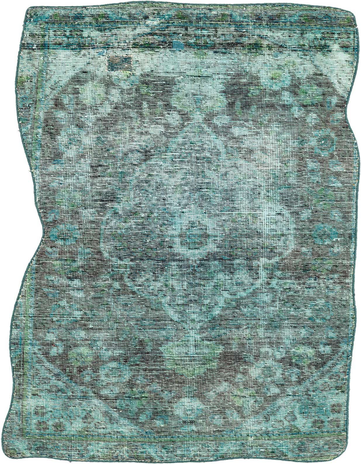 A 3x5 rectangular Rugs.com Ultra Vintage rug with a distressed green Persian medallion pattern.