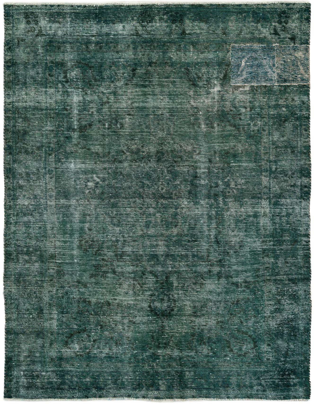 A 6x9 rectangular Ultra Vintage rug in deep green, featuring a faded Persian medallion pattern and a flat pile.