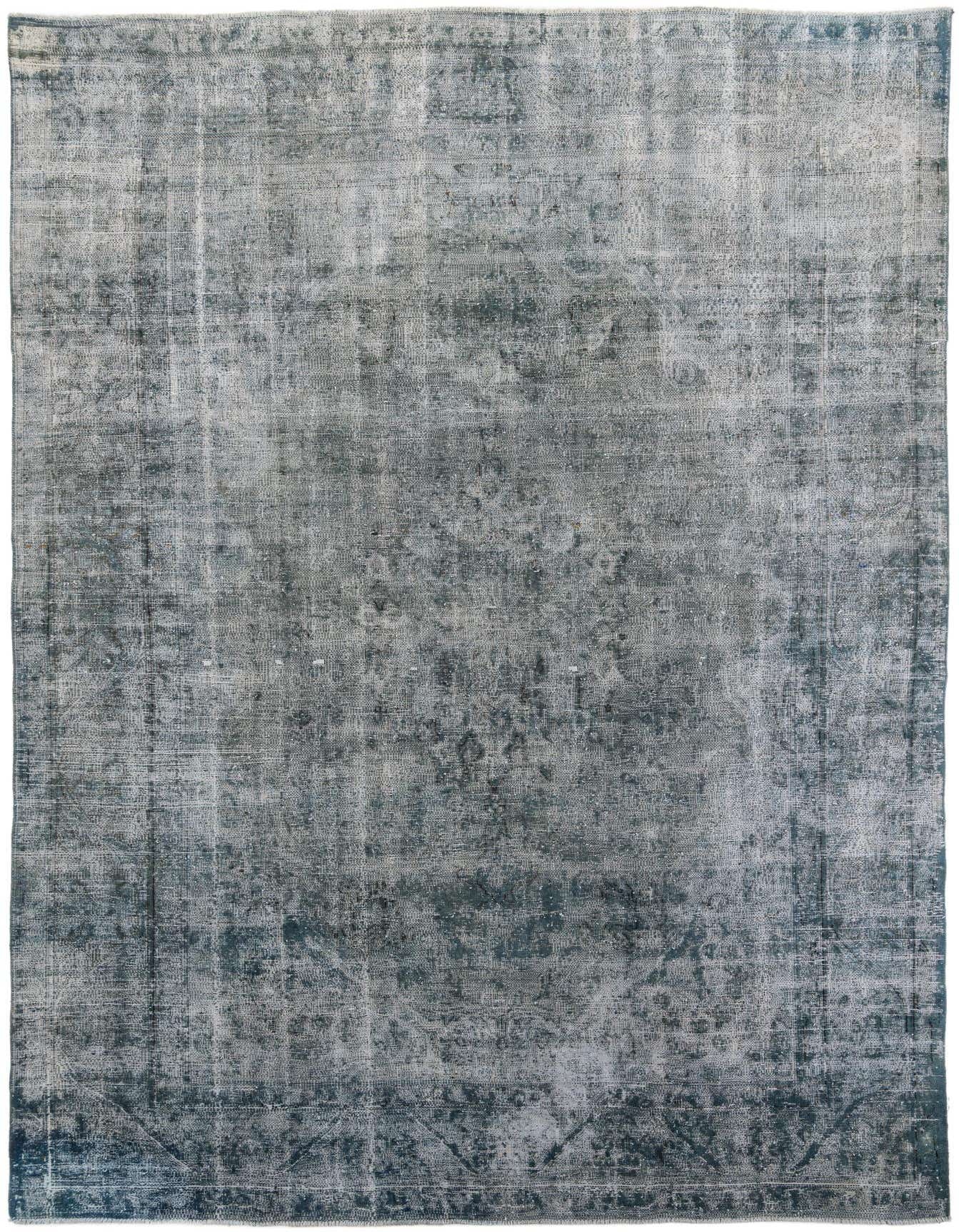 A large 9x12 rectangular Ultra Vintage rug in shades of green with a faded Persian medallion pattern, suitable for a living room.