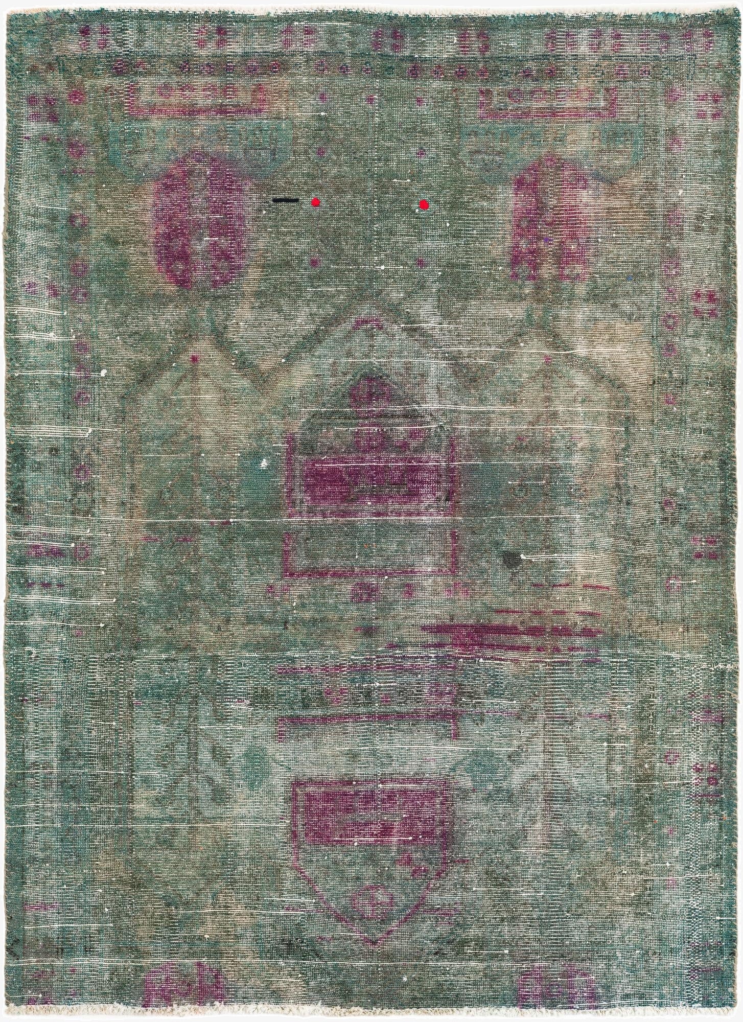  4' 3 x 6'  Hand Knotted Ultra Vintage Persian Wool Rug