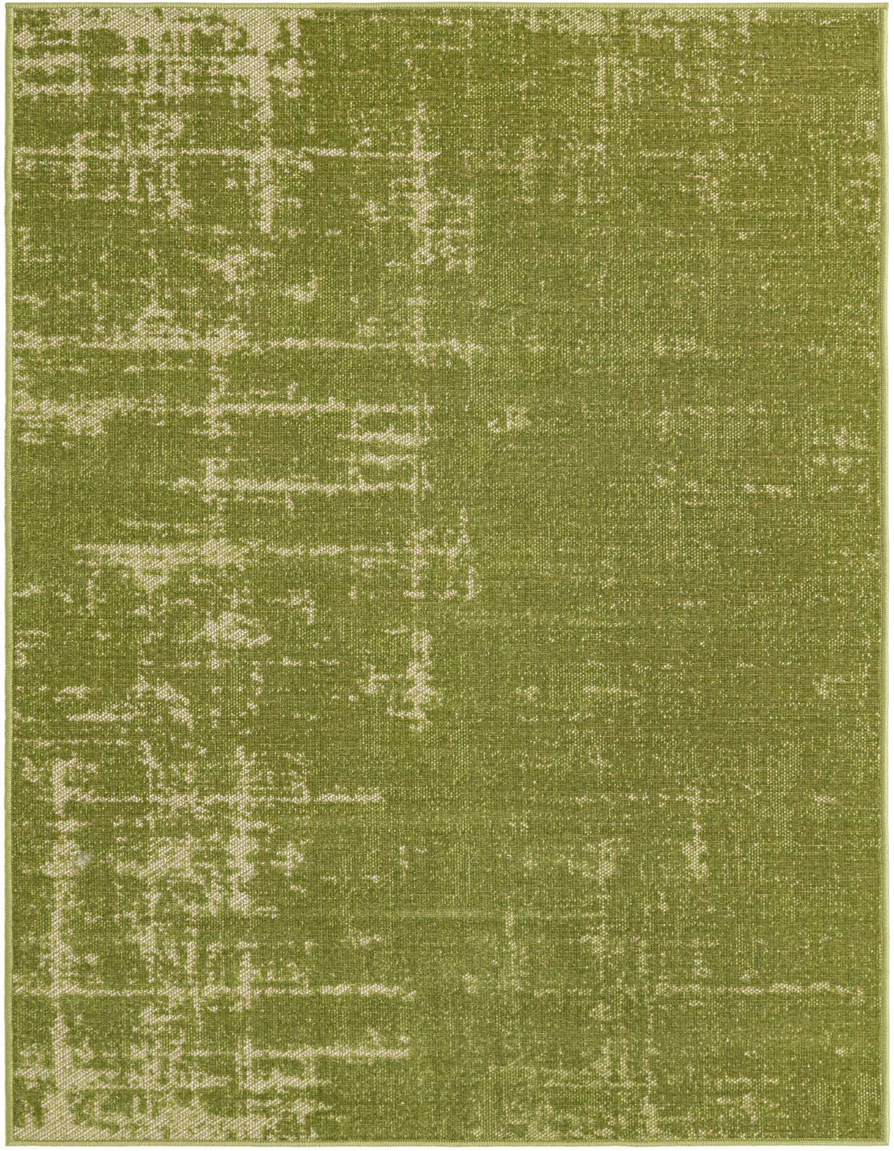 A 3x5 rectangular green modern area rug with a subtle distressed pattern, ideal for an entryway or kitchen.