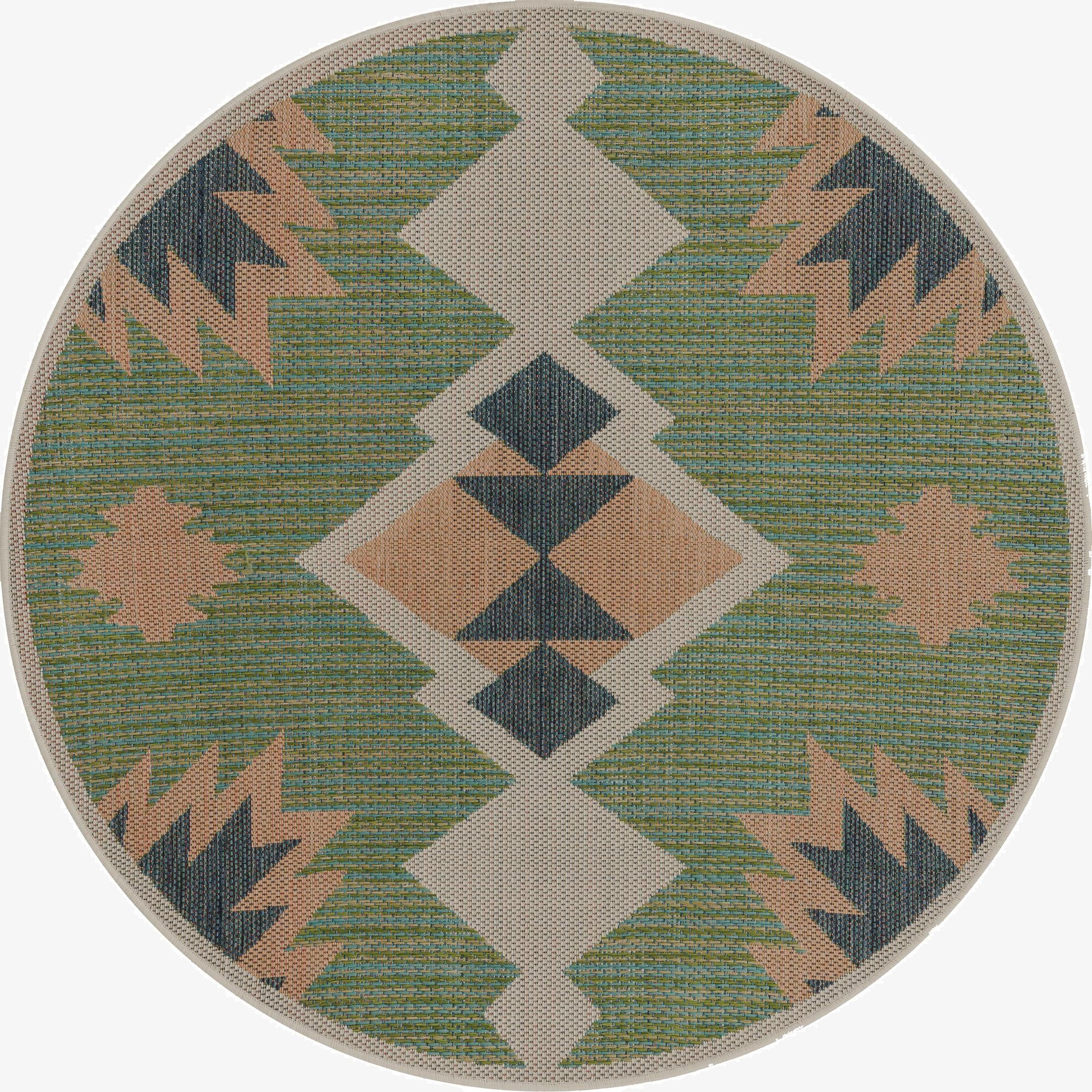 5' 3 x 5' 3  Washable Baja Indoor / Outdoor Round Rug