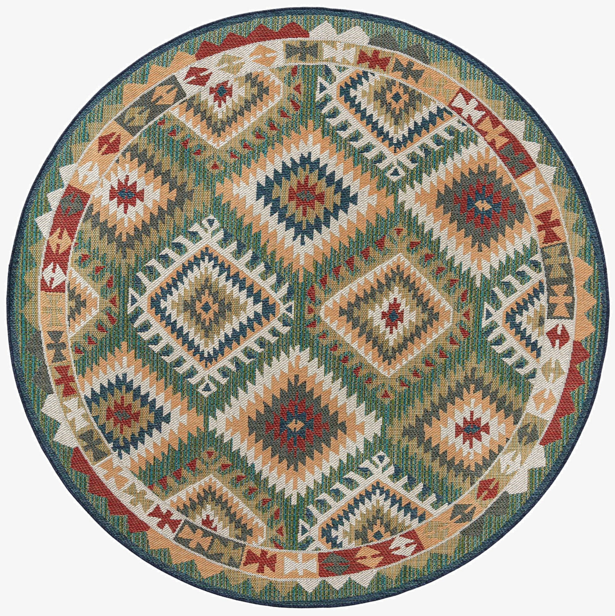  7' 10 x 7' 10  Washable Baja Indoor / Outdoor Round Rug