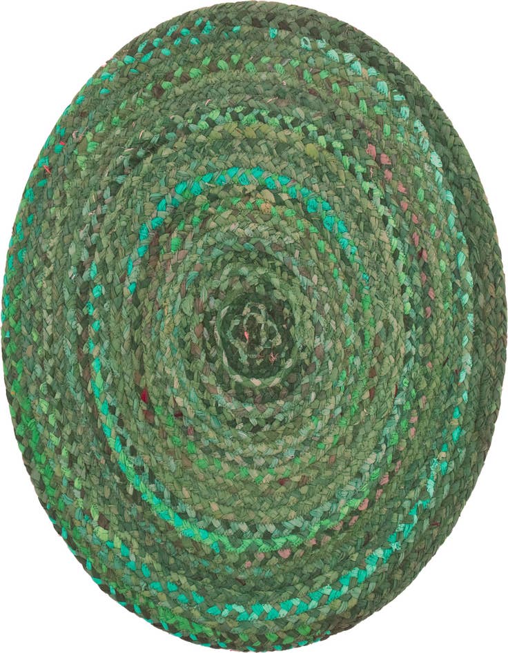 Detail image of  3' 3 x 3' 3  Hand Braided Chindi Round Rug