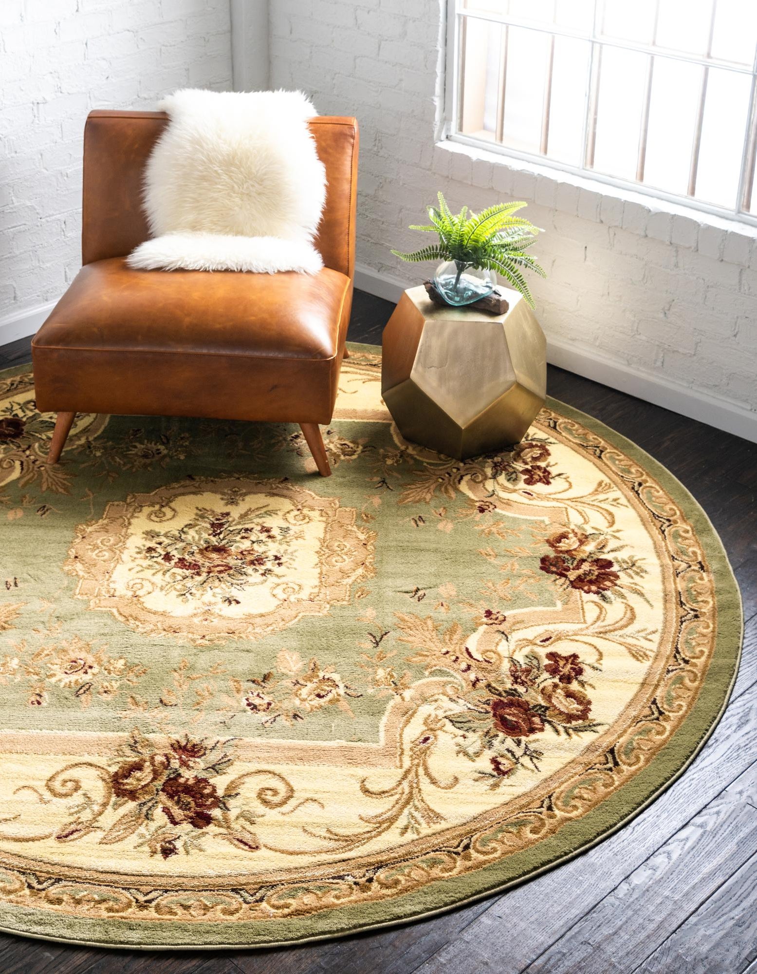 Green 5' 3 x 5' 3 Chateau Round Rug | Rugs.com