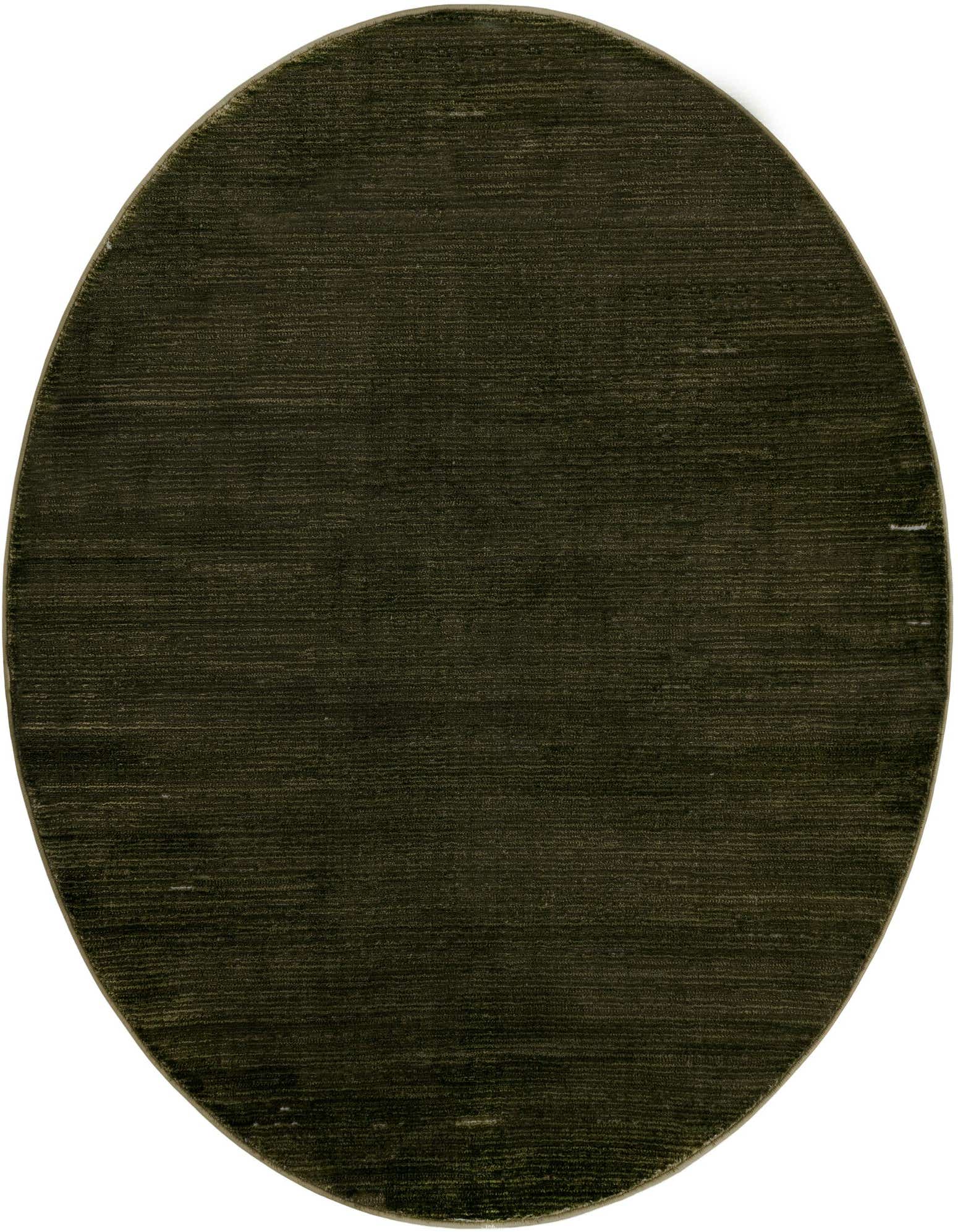 A 5' 3 round Finsbury rug in a deep green hue, featuring a textured medium pile, suitable for indoor spaces.