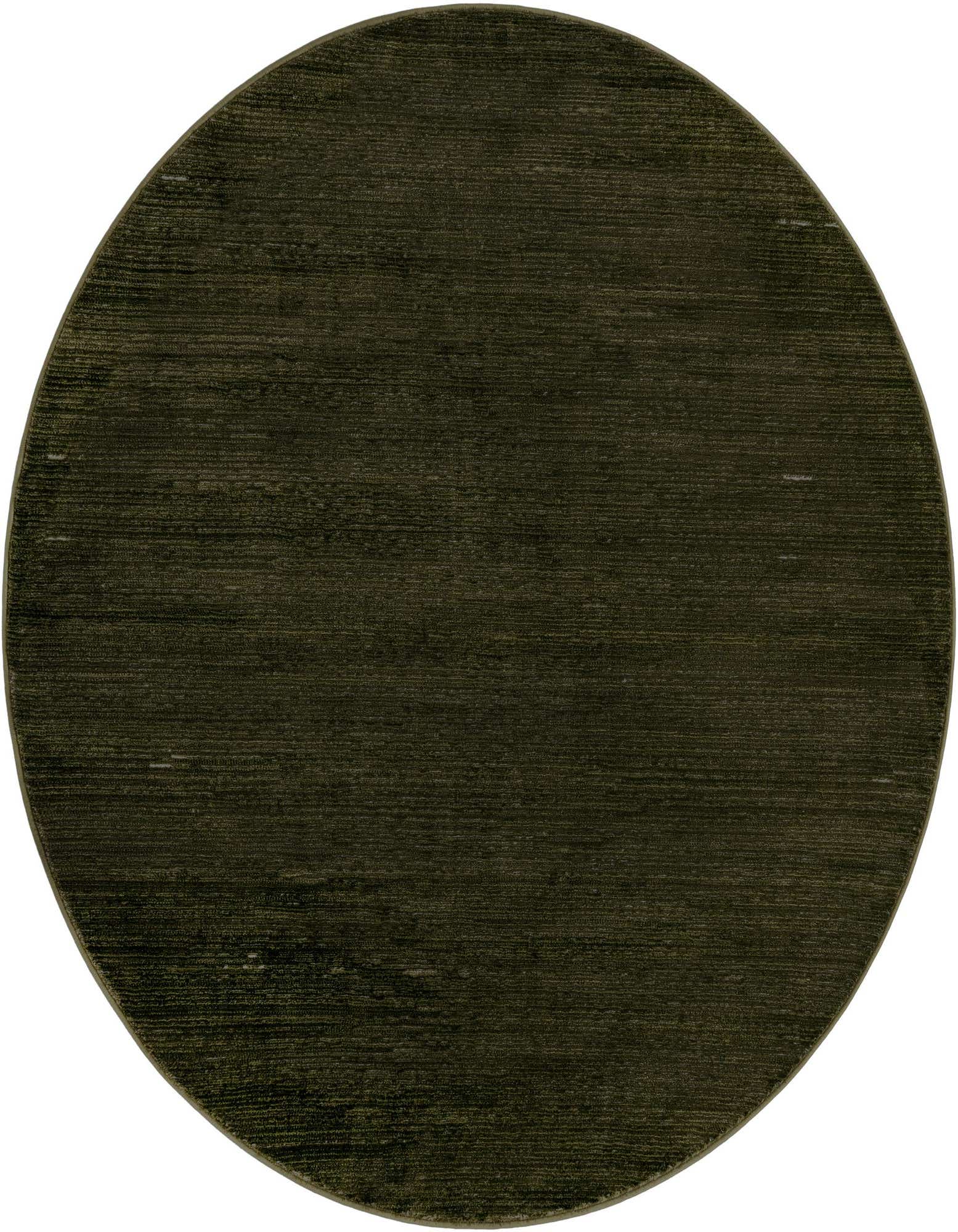 A 6' round green area rug with a subtle textured pile, suitable for indoor spaces like a living room or patio.