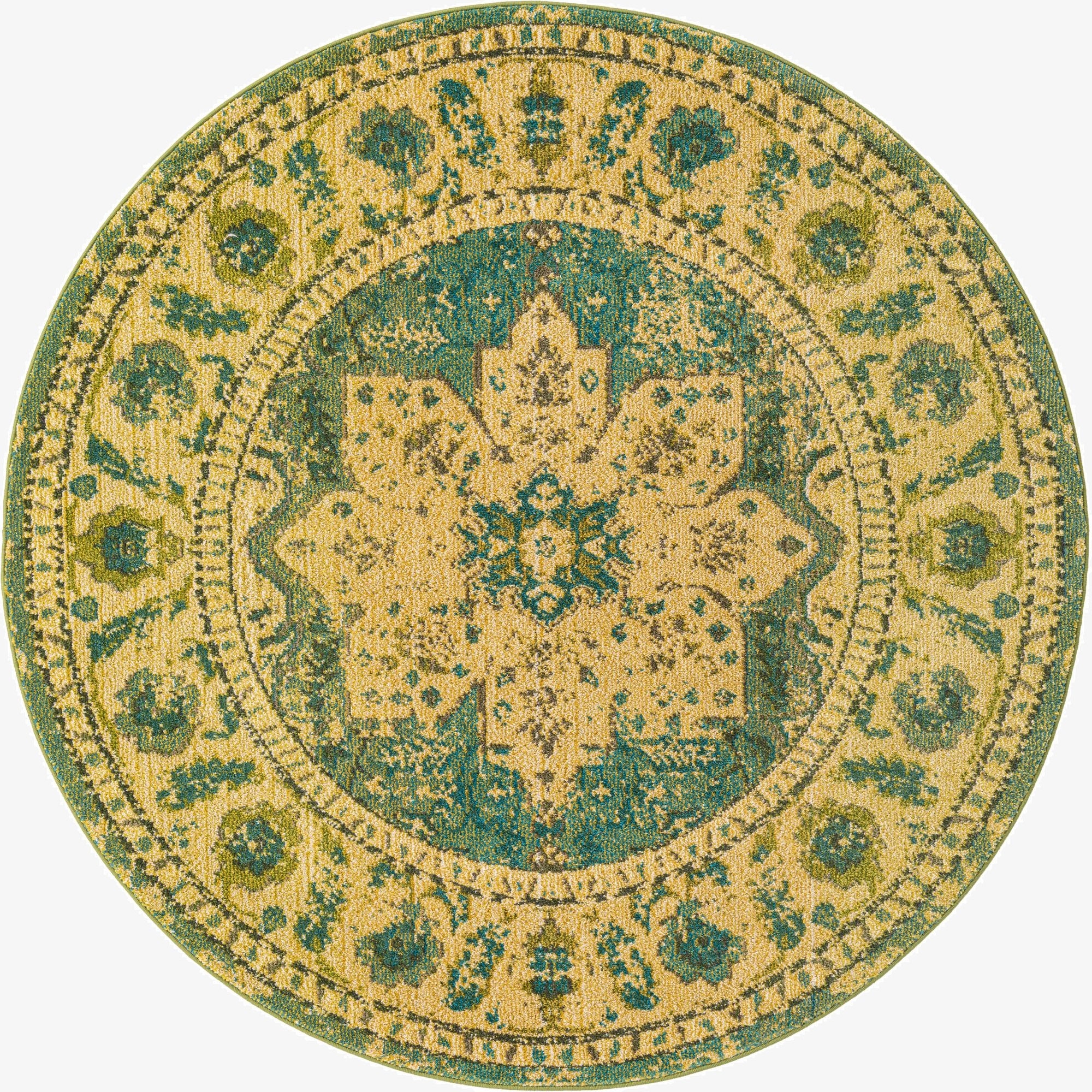  6' x 6'  Washable Fleur Round Rug