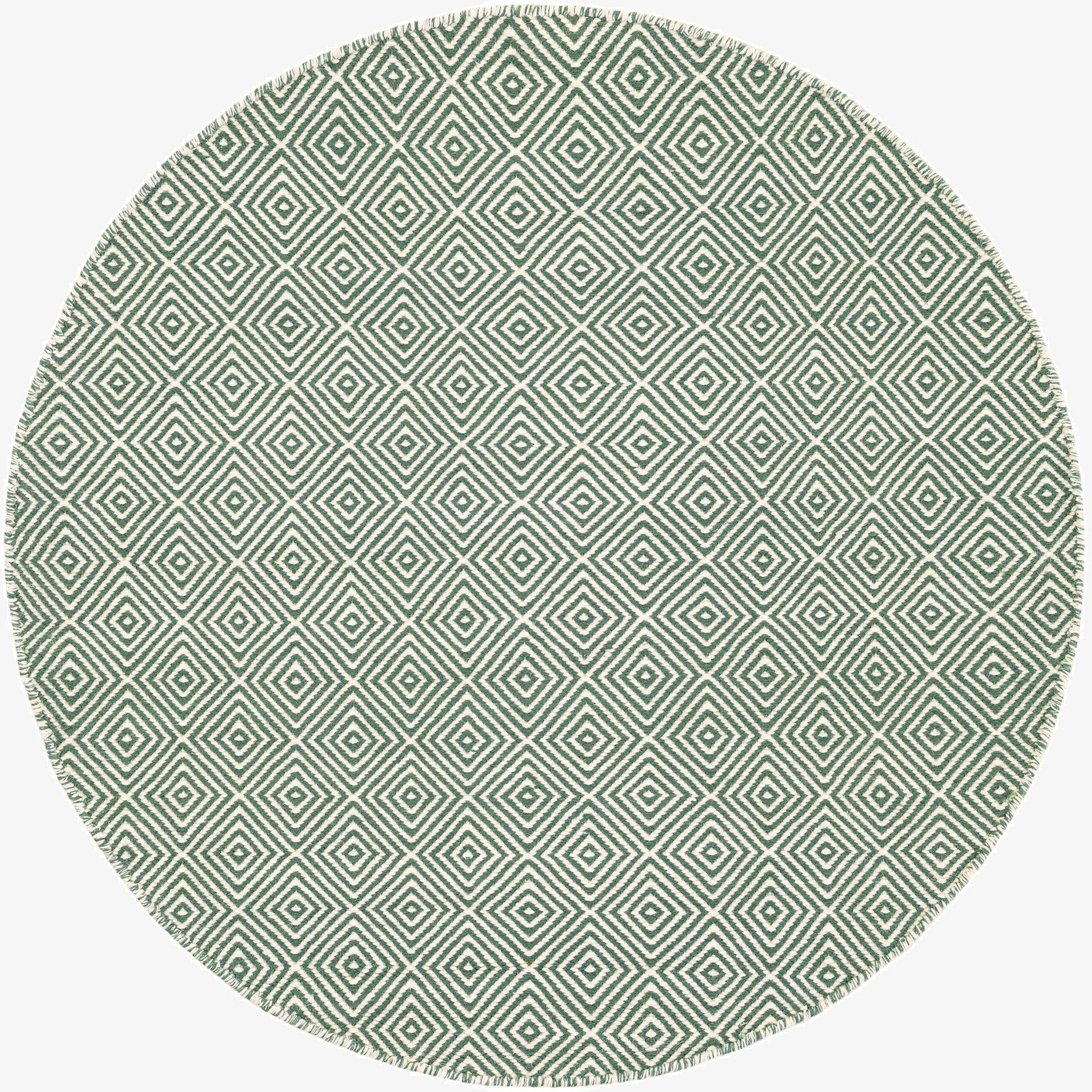  4' 1 x 4' 1  Hand Woven Geo Trellis Flatweave Round Rug