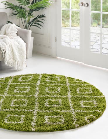  10' x 10' Lattice Shag Round Rug