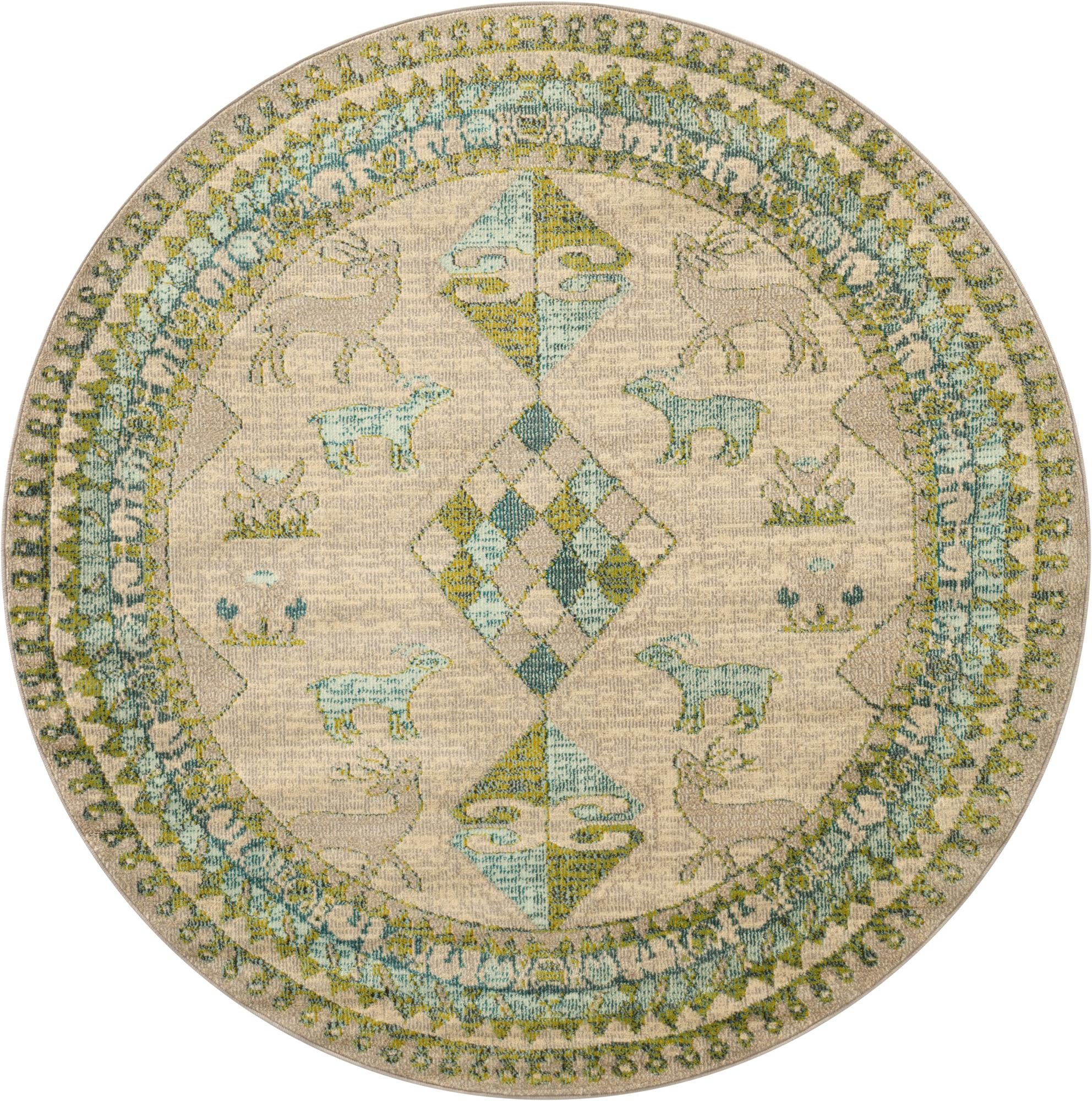 6' x 6'  Washable Mesa Round Rug
