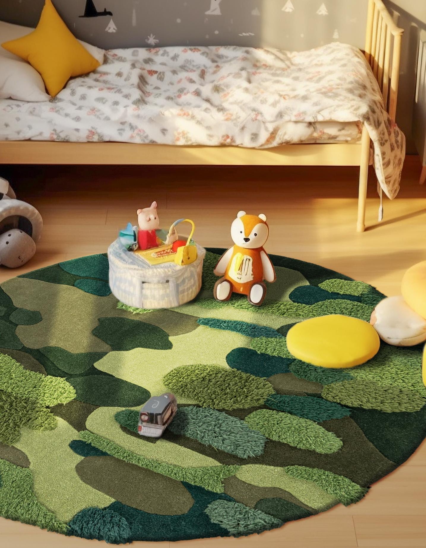 Green 3' 1 x 3' 1 Moss Garden Round Rug | Rugs.com