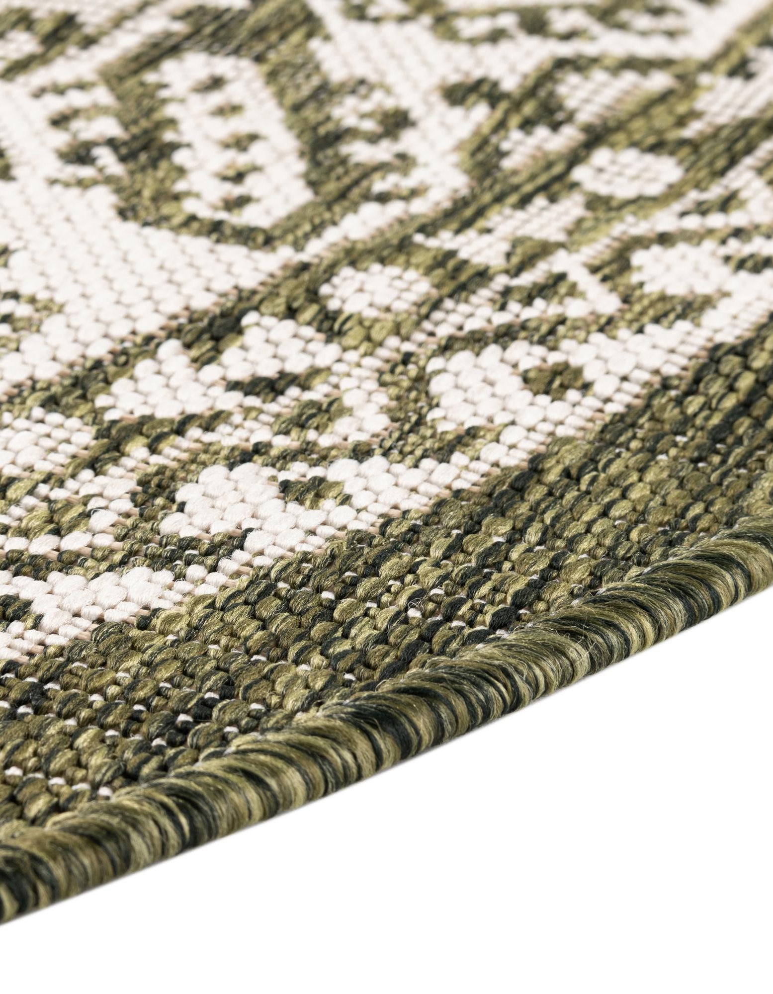 Green 13' x 13' Aztec Indoor / Outdoor Round Rug | Rugs.com