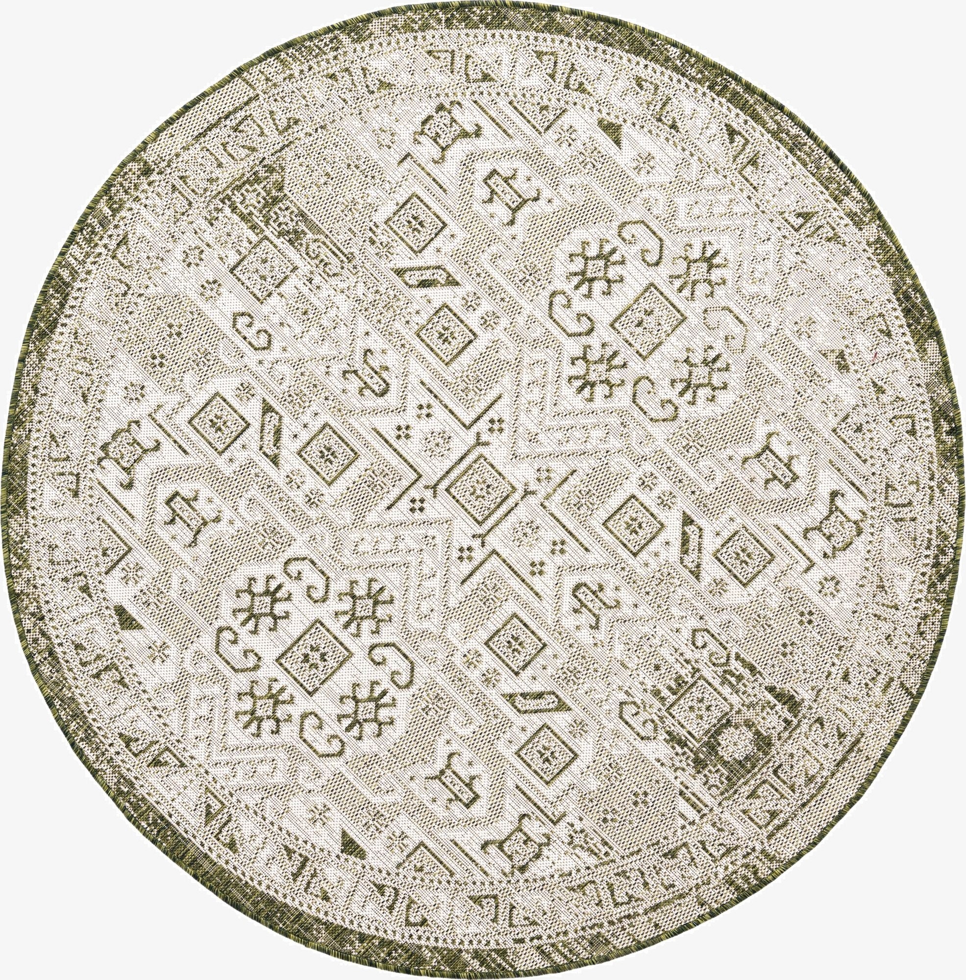  5' 3 x 5' 3  Washable Aztec Indoor / Outdoor Round Rug