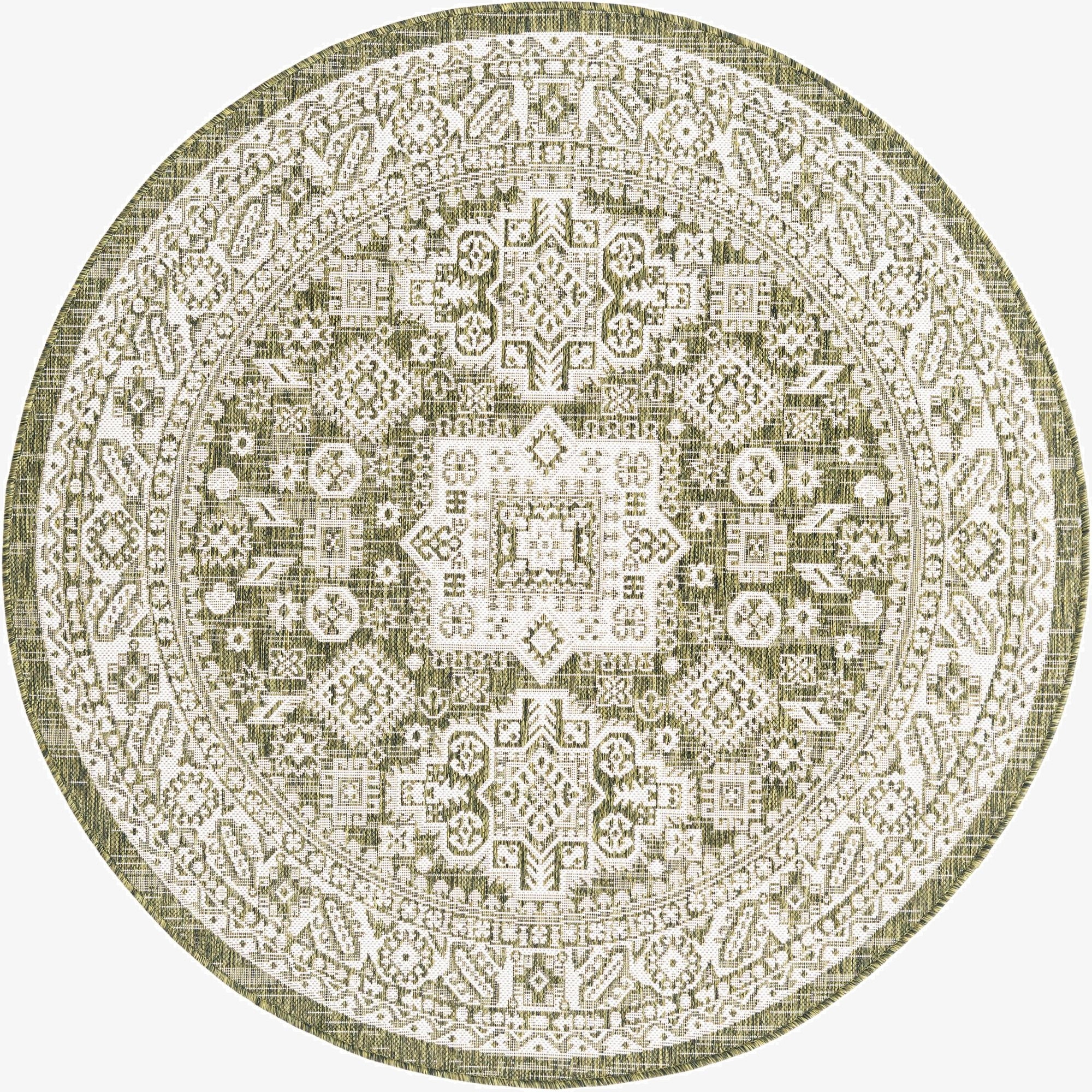  5' 3 x 5' 3  Washable Aztec Indoor / Outdoor Round Rug