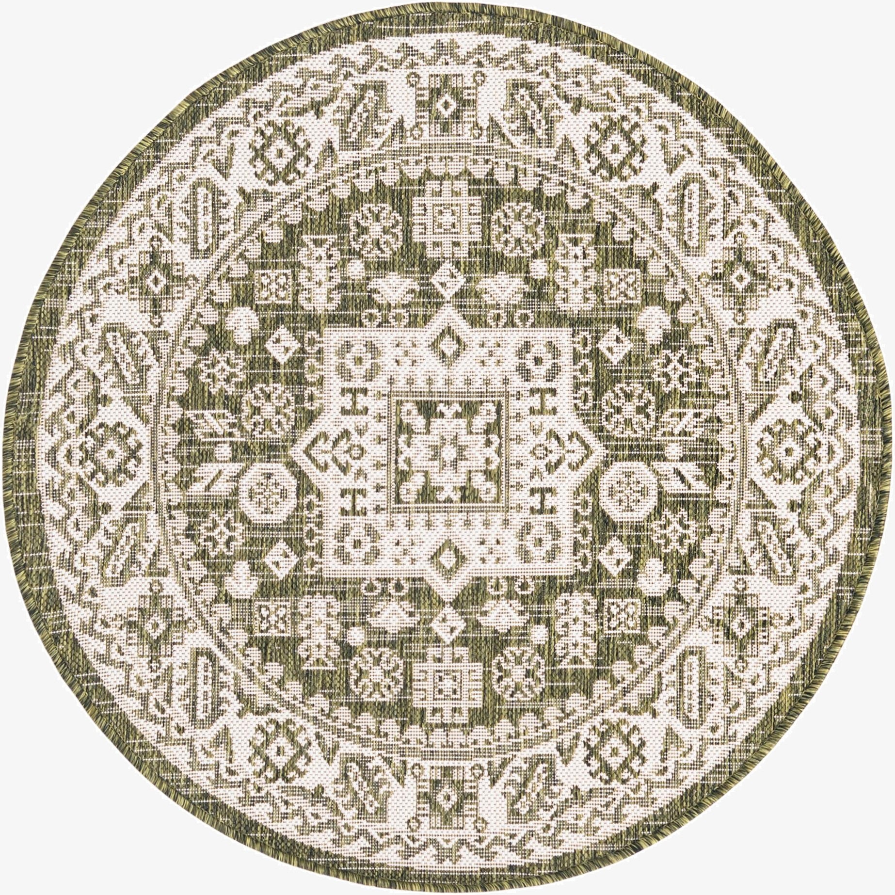  3' x 3'  Washable Aztec Indoor / Outdoor Round Rug