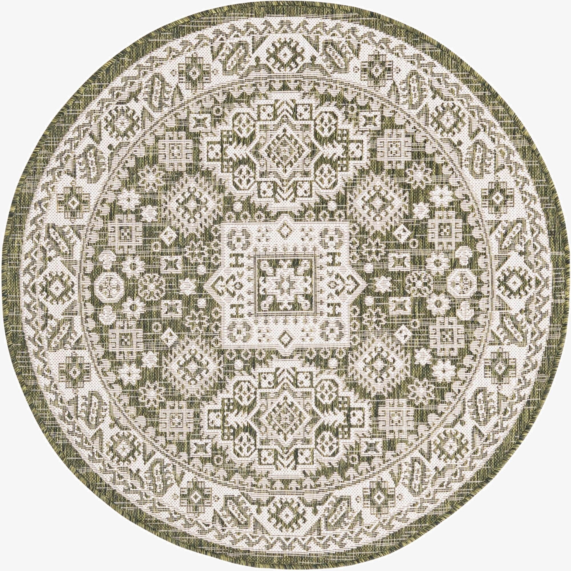  4' x 4'  Washable Aztec Indoor / Outdoor Round Rug