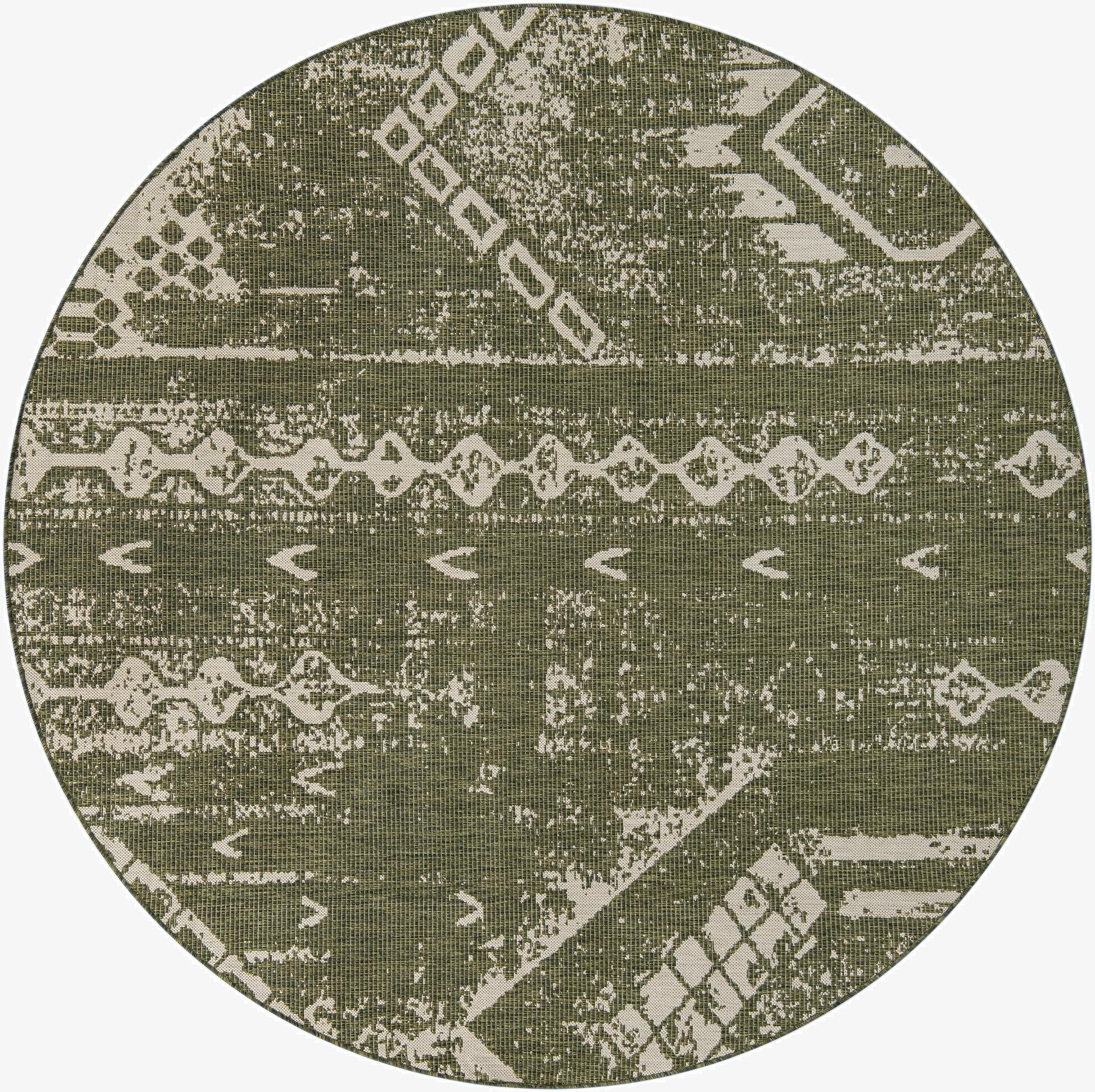  10' 8 x 10' 8  Washable Bohemian Indoor / Outdoor Round Rug