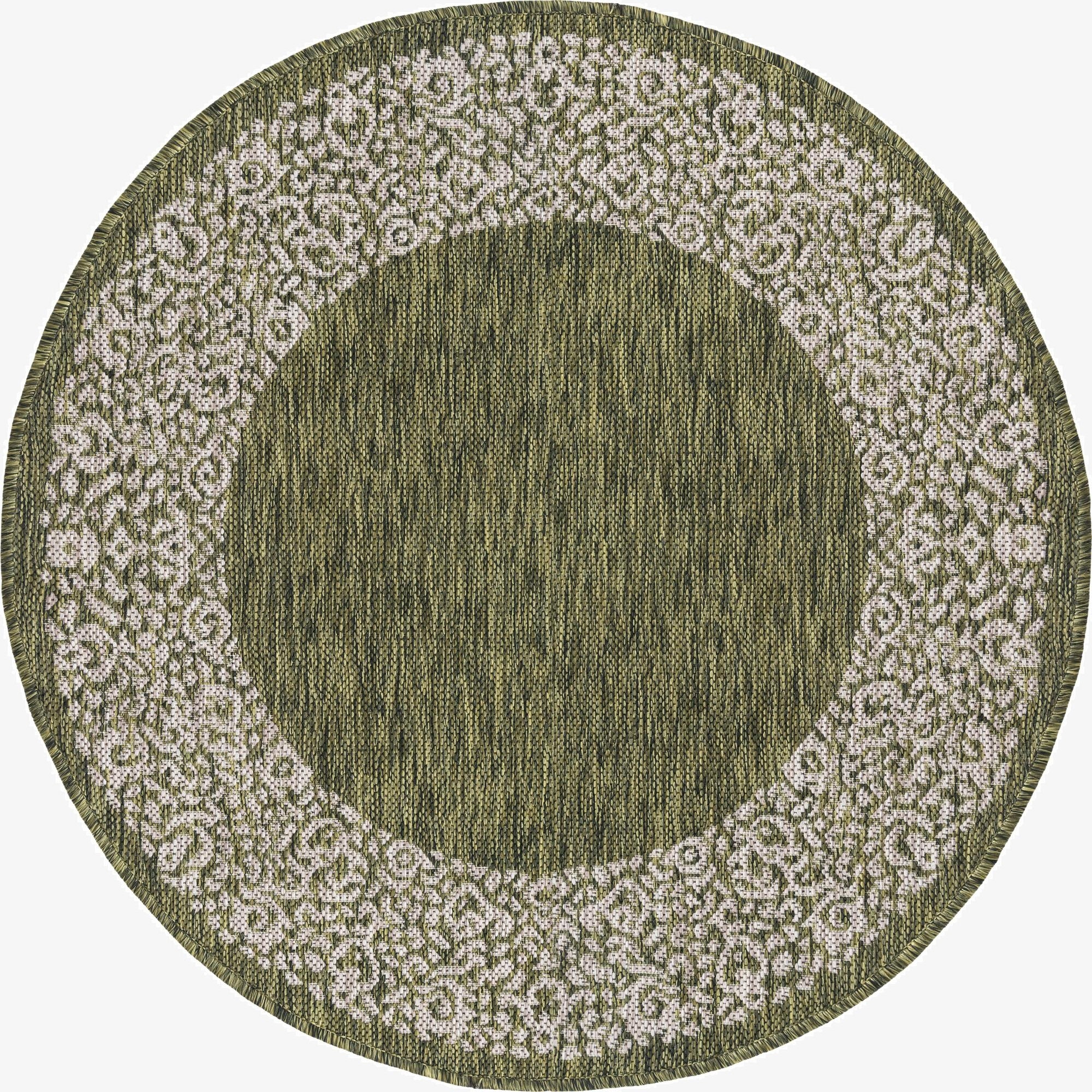  3' x 3'  Washable Border Indoor / Outdoor Round Rug