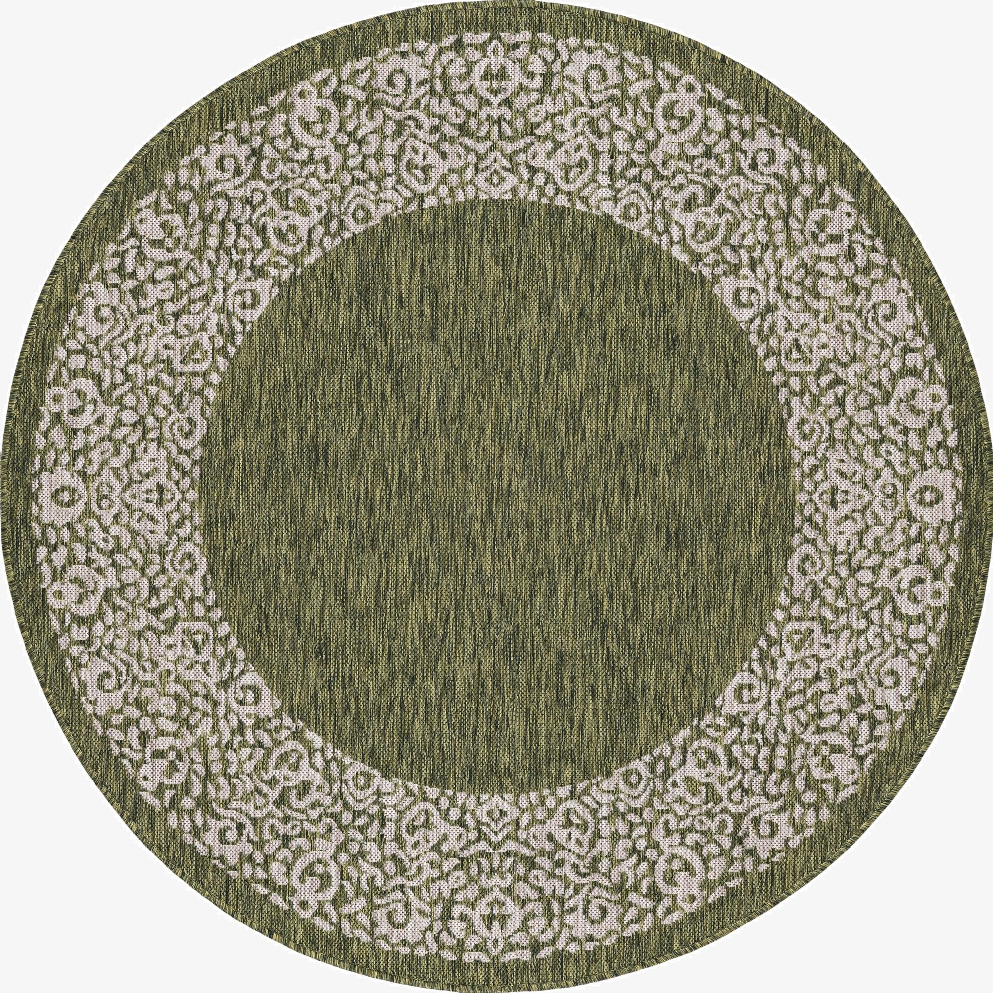  5' 3 x 5' 3  Washable Border Indoor / Outdoor Round Rug