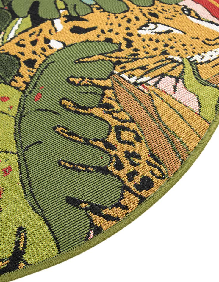 Detail image of  3' x 3'  Washable Botanical Indoor / Outdoor Round Rug